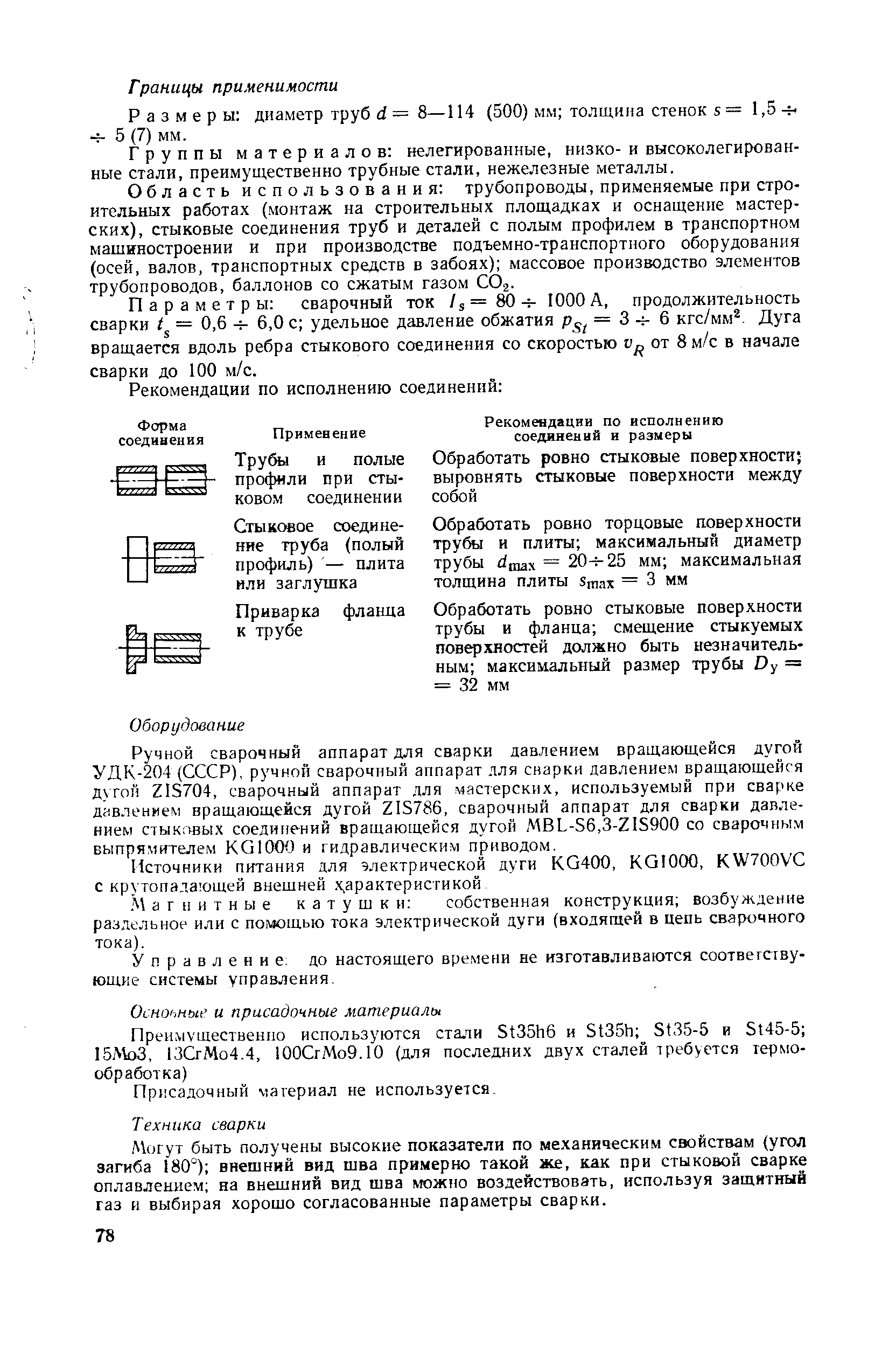 Размеры диаметр труб d = 8—114 (500) мм толщина стенок s = 1,5 -н ч- 5 (7) мм.
