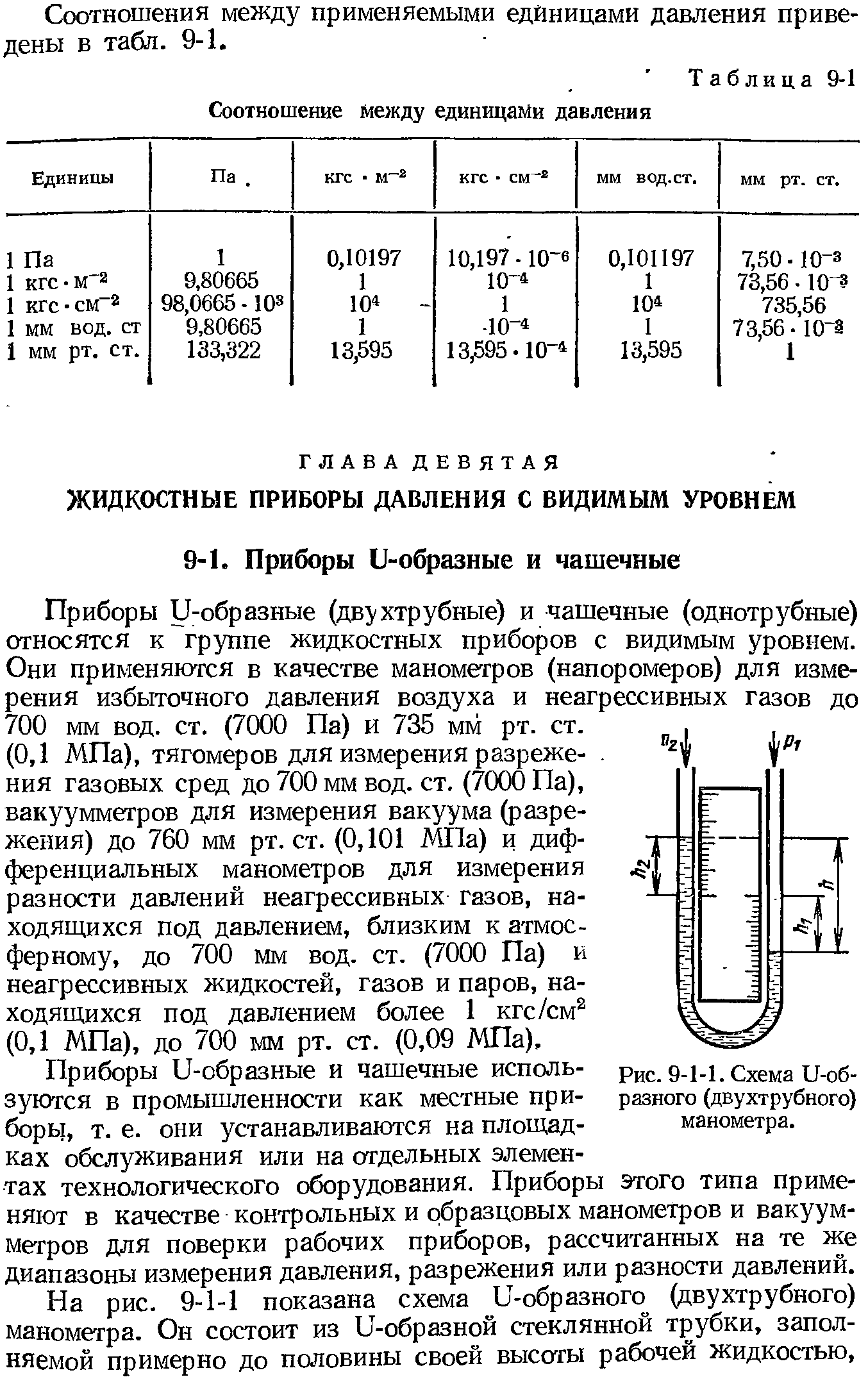 Приборы U-образные и чашечные используются в промышленности как местные приборы, т. е. они устанавливаются на площадках обслуживания или на отдельных элементах технологического оборудования. Приборы этого типа применяют в качестве контрольных и образцовых манометров и вакуумметров для поверки рабочих приборов, рассчитанных на те же диапазоны измерения давления, разрежения или разности давлений.
