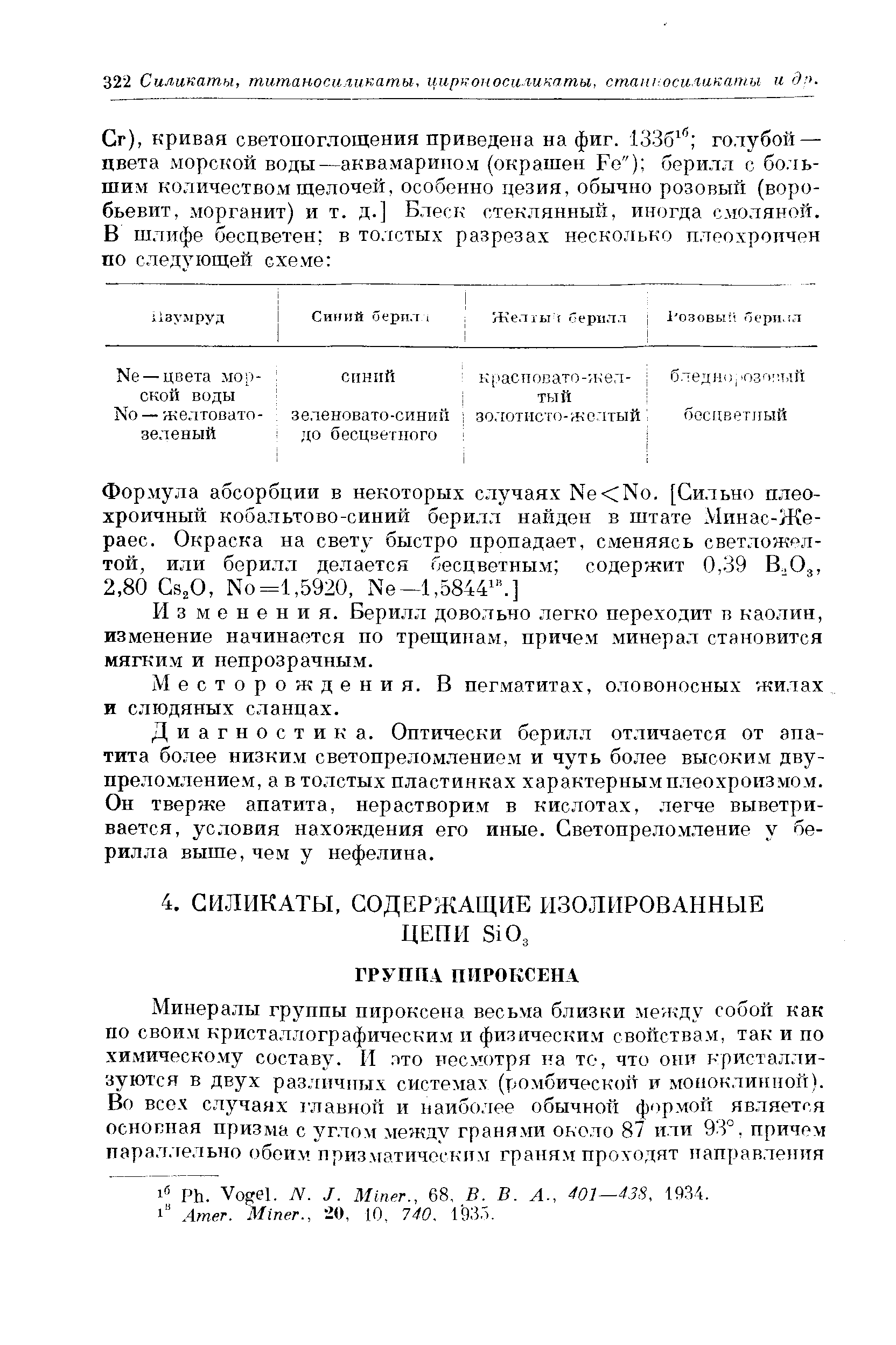 Изменения. Берилл довольно легко переходит в каолин, изменение начинается по трещинам, причем минерал становится мягким и непрозрачным.
