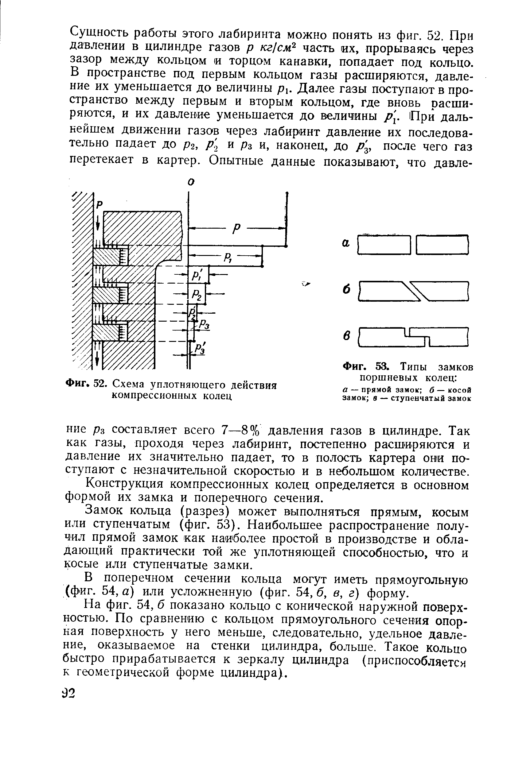 Фиг. 53. Типы замков поршневых колец 
