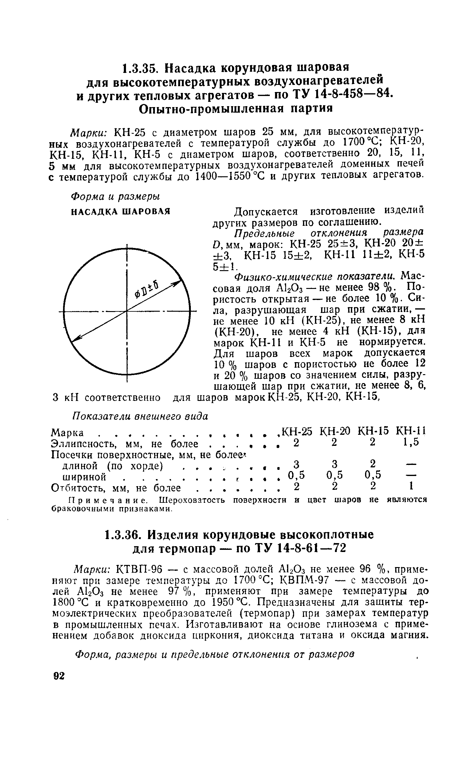 Предельные отклонения размера О, мм, марок КН-25 25 3, КН-20 20 3, КН-15 15 2, КН-11 11 2, КН-5 5 1.
