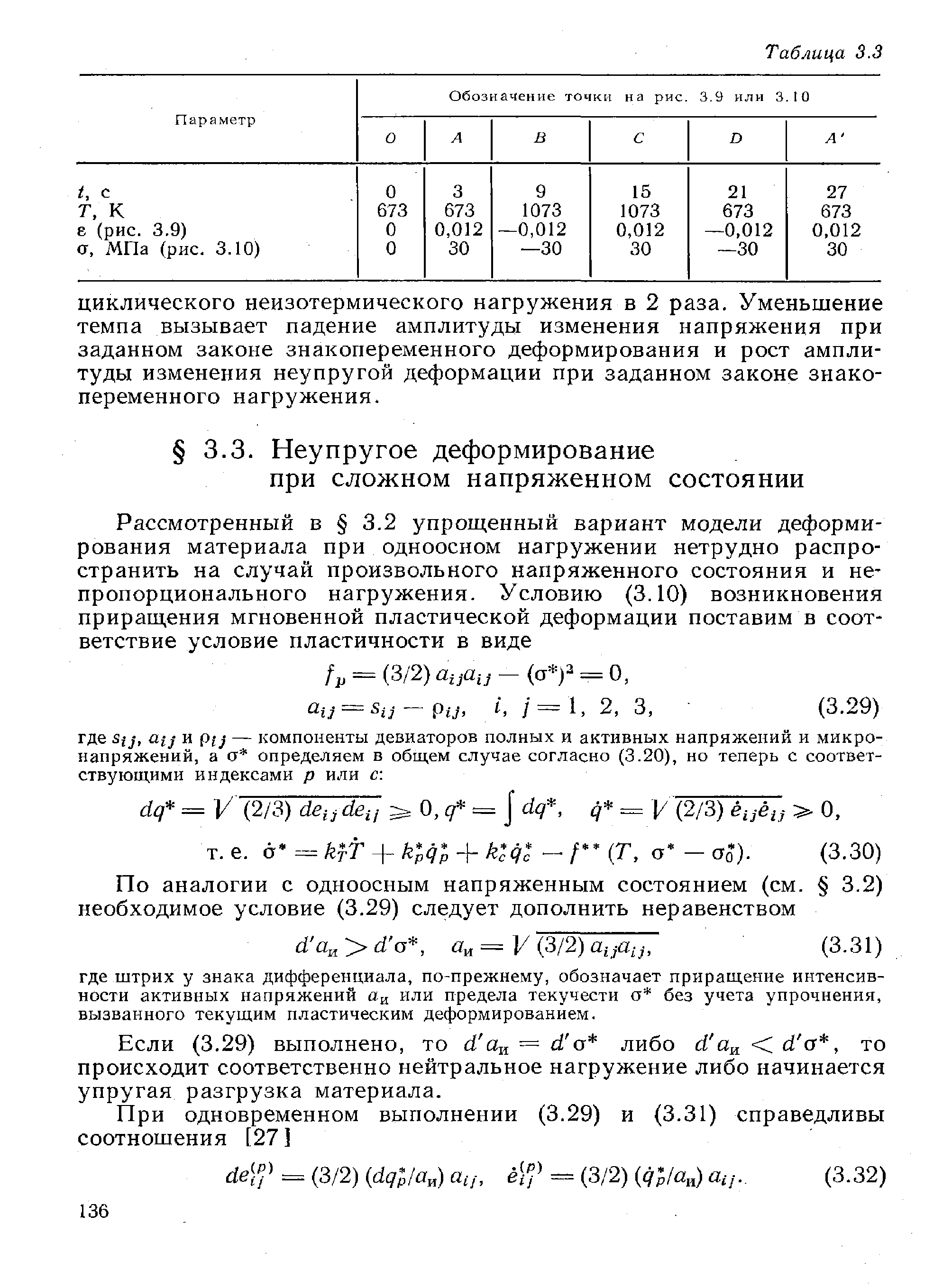 Если (3.29) выполнено, то d = d о либо d d a, то происходит соответственно нейтральное нагружение либо начинается упругая разгрузка материала.
