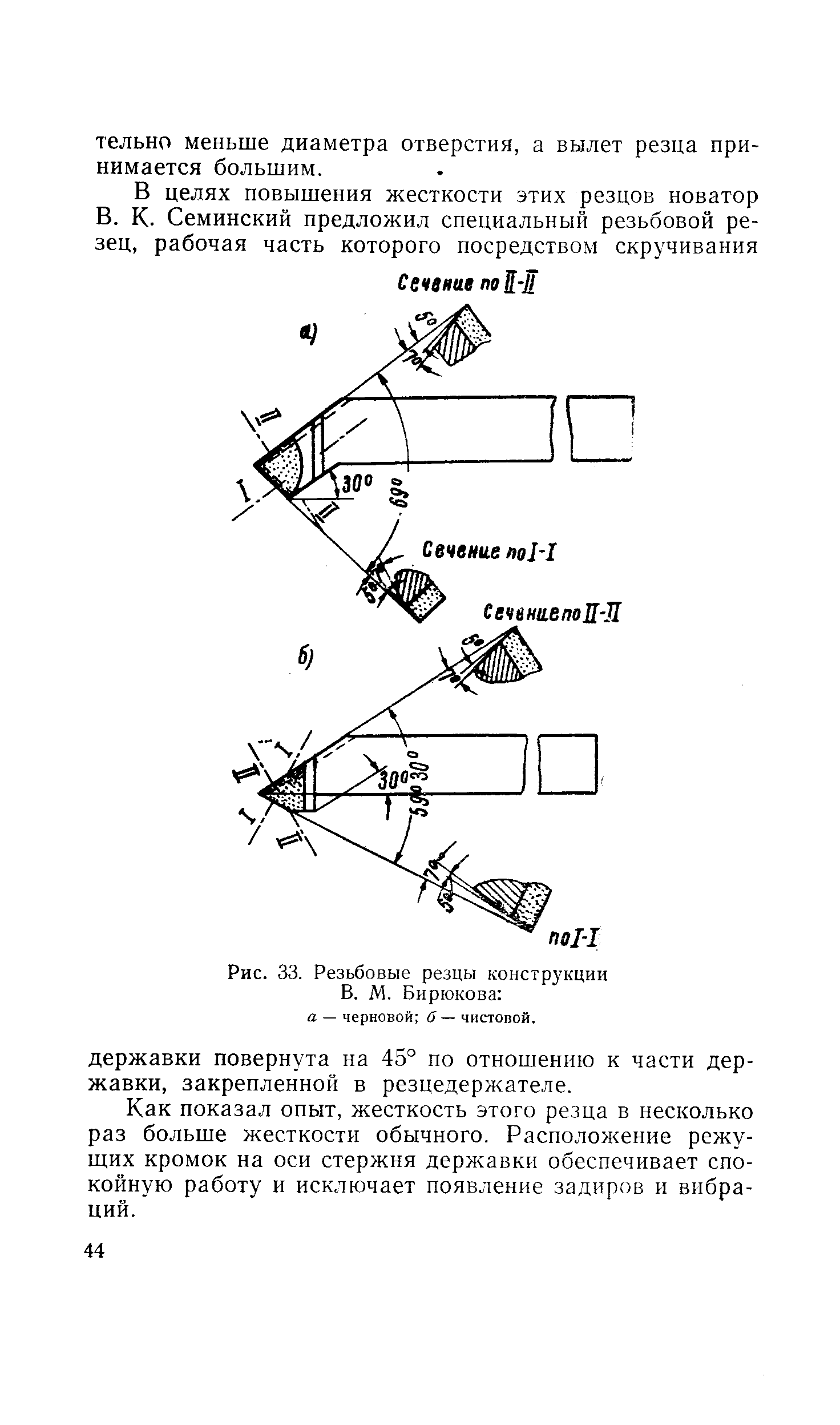 Рис. 33. Резьбовые резцы конструкции В. М. Бирюкова 
