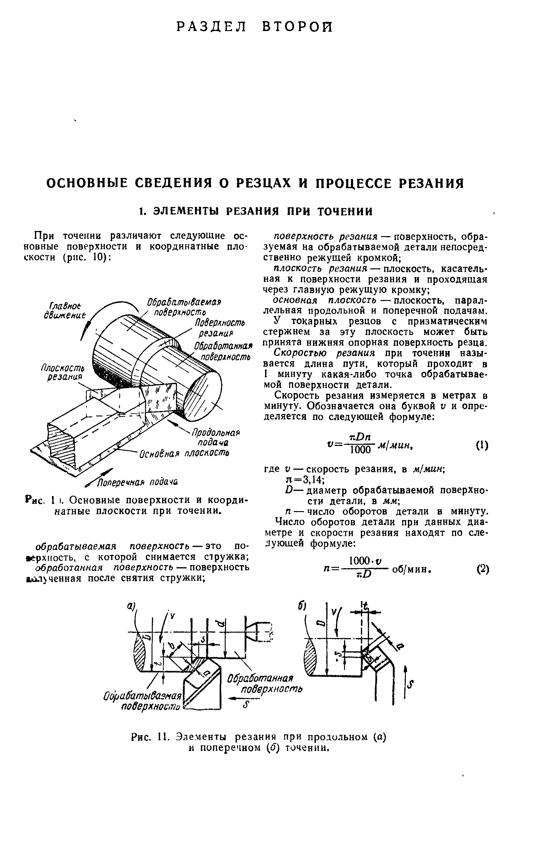 Формула резания при точении. Схема резания при продольном точении.