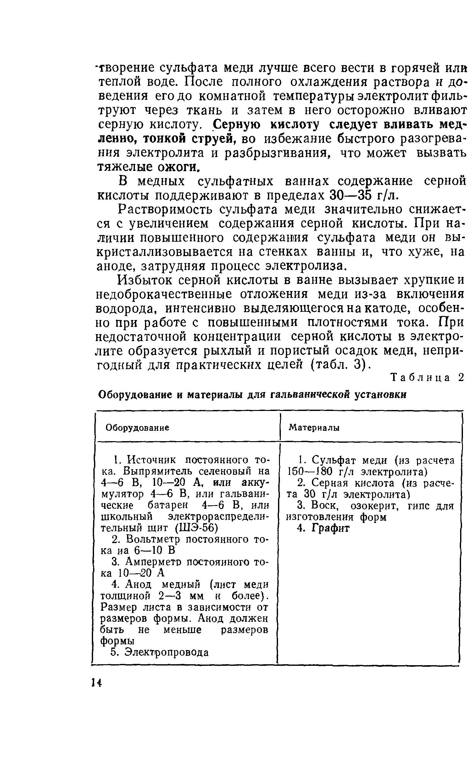 В медных сульфатных ваннах содержание серной кислоты поддерживают в пределах 30—35 г/л.
