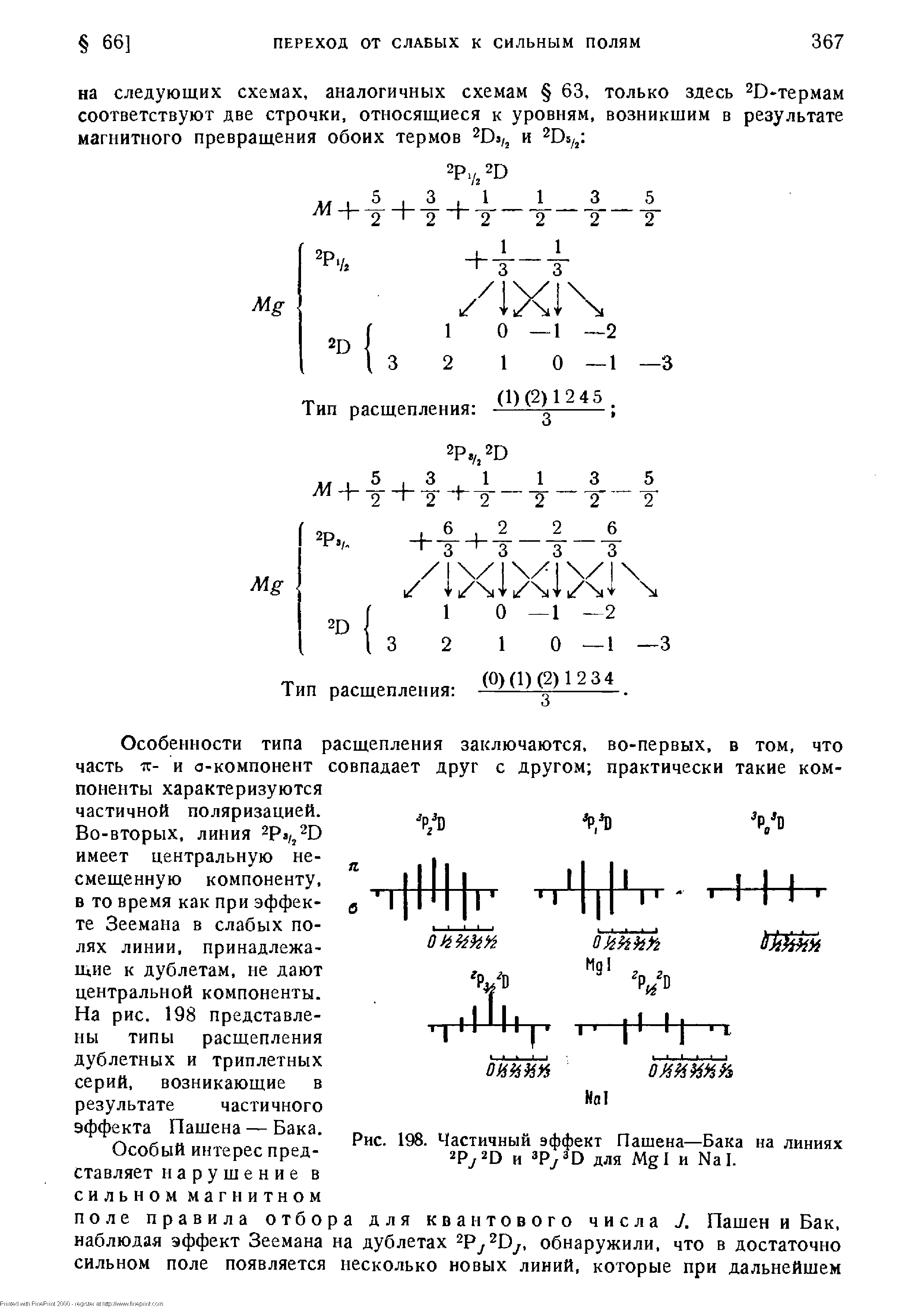 Рис. 198. Частичный эффект Пашена—Бака на линиях и Py D для Mgl и Nal.
