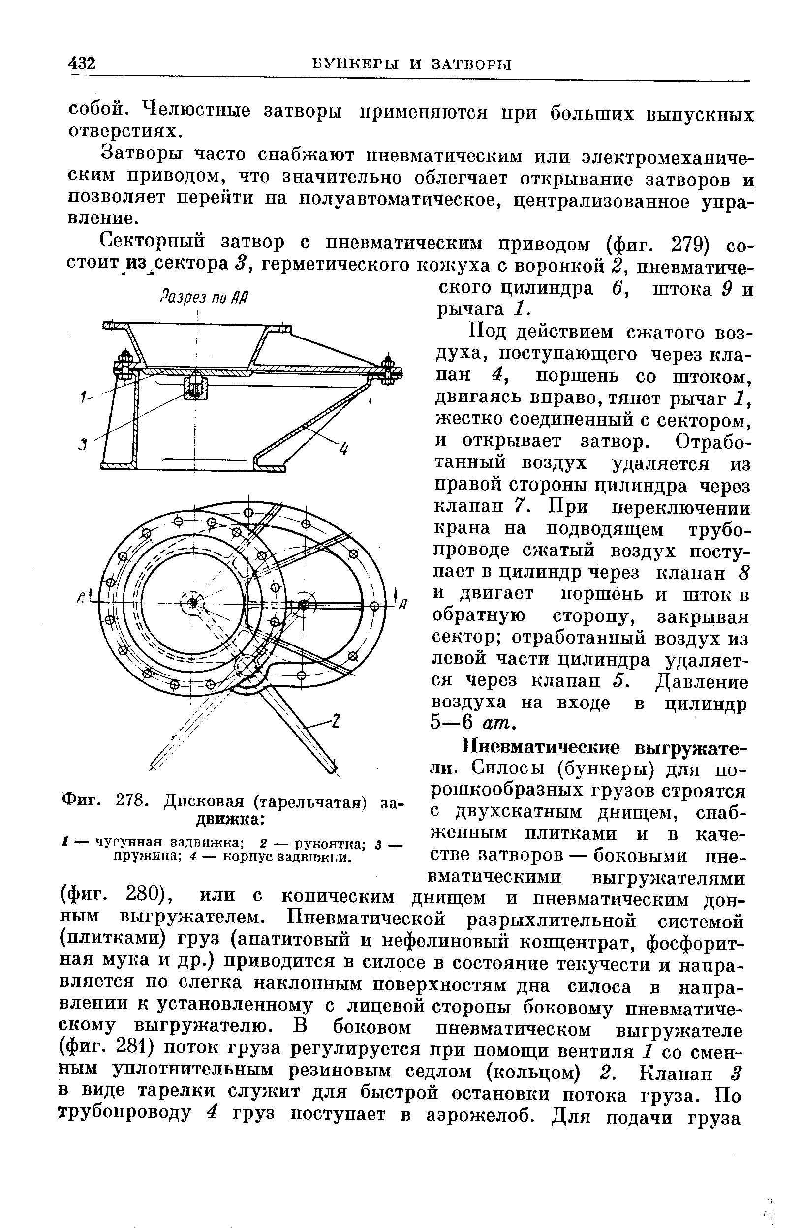 Фиг. 278. Дисковая (тарельчатая) задвижка 
