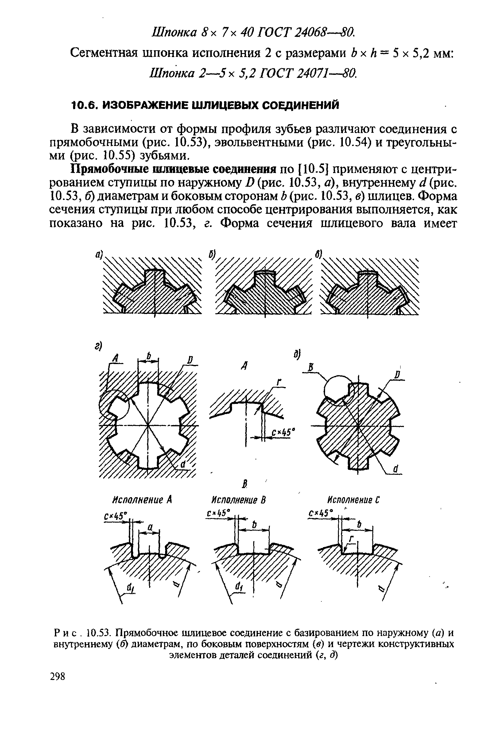 Прямобочное шлицевое соединение чертеж