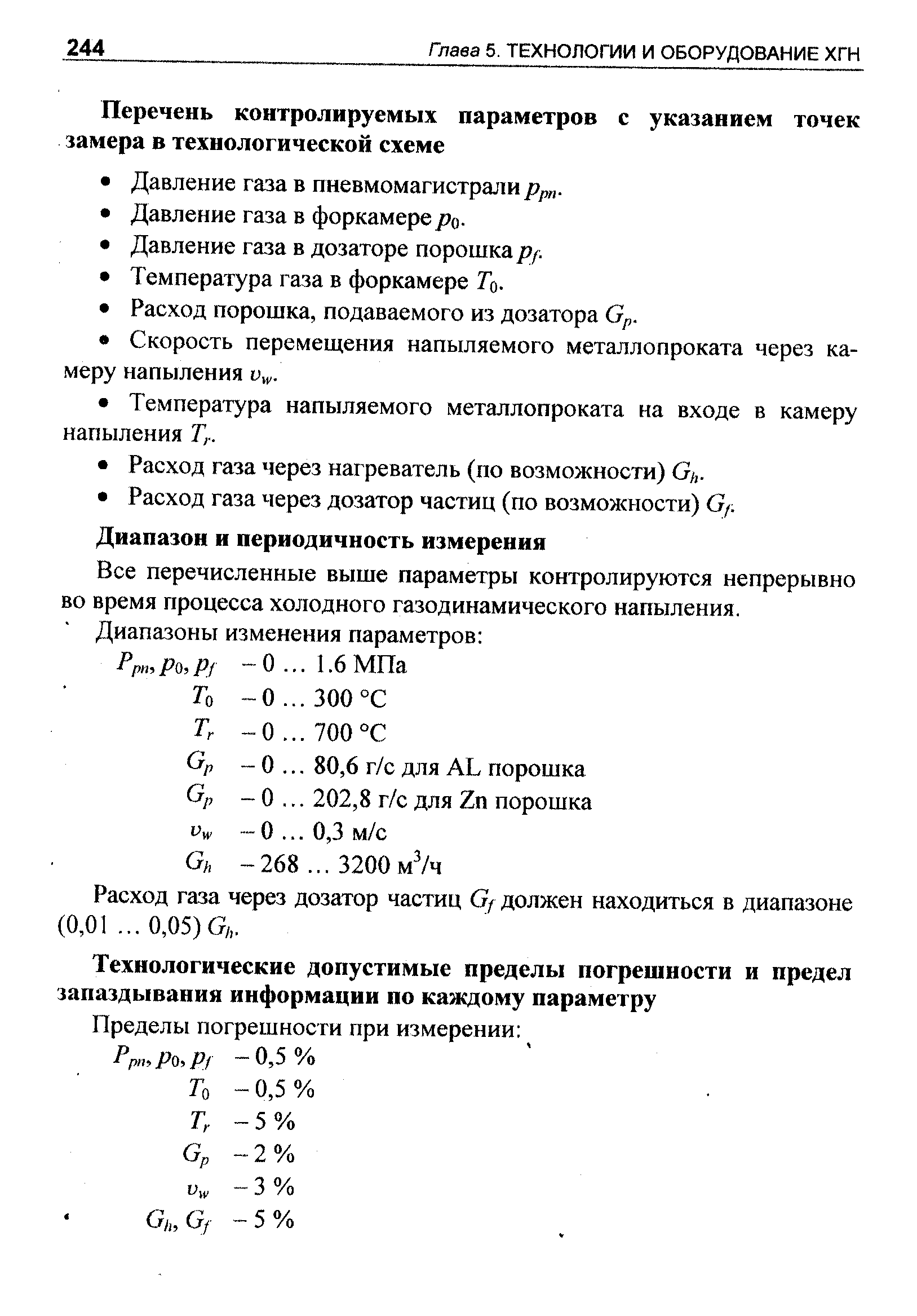 Все перечисленные выше параметры контролируются непрерывно во время процесса холодного газодинамического напыления.
