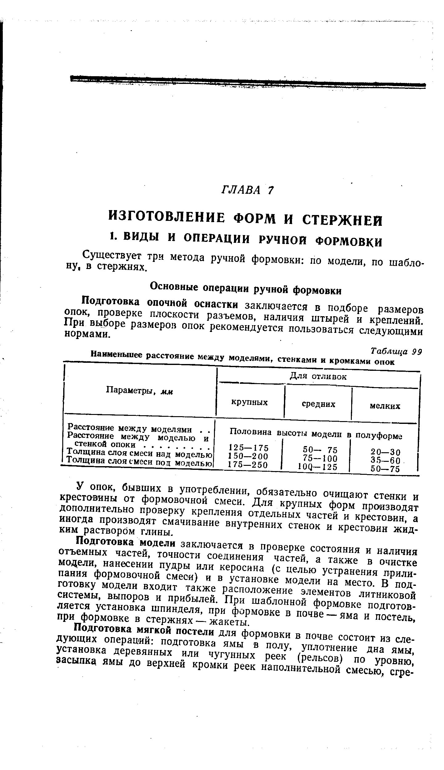 Существует три метода ручной формовки по модели, по шаблону, в стержнях.
