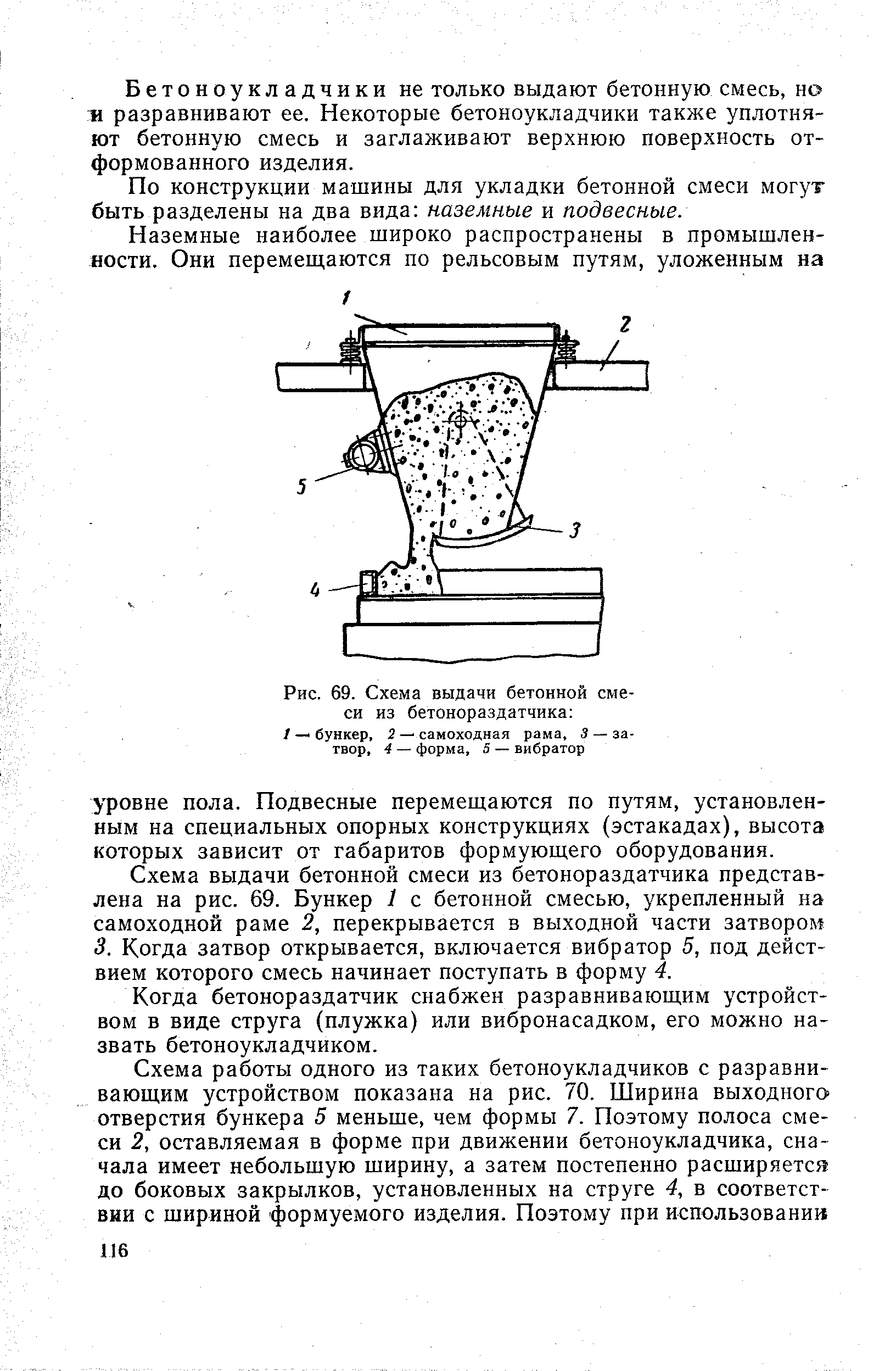 Рис. 69. Схема выдачи бетонной смеси из бетонораздатчика 
