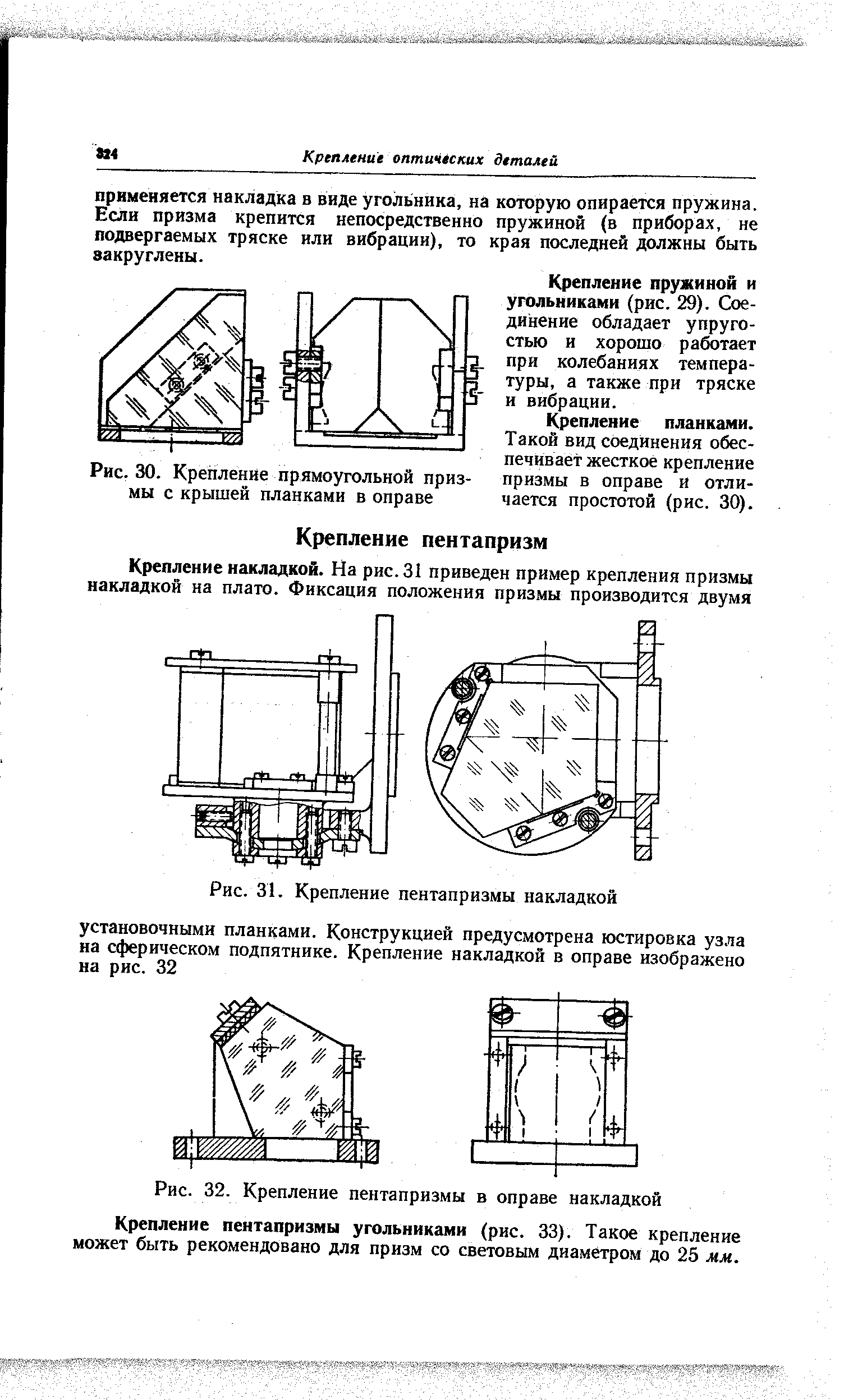 Рис. 31. Крепление пентапризмы накладкой
