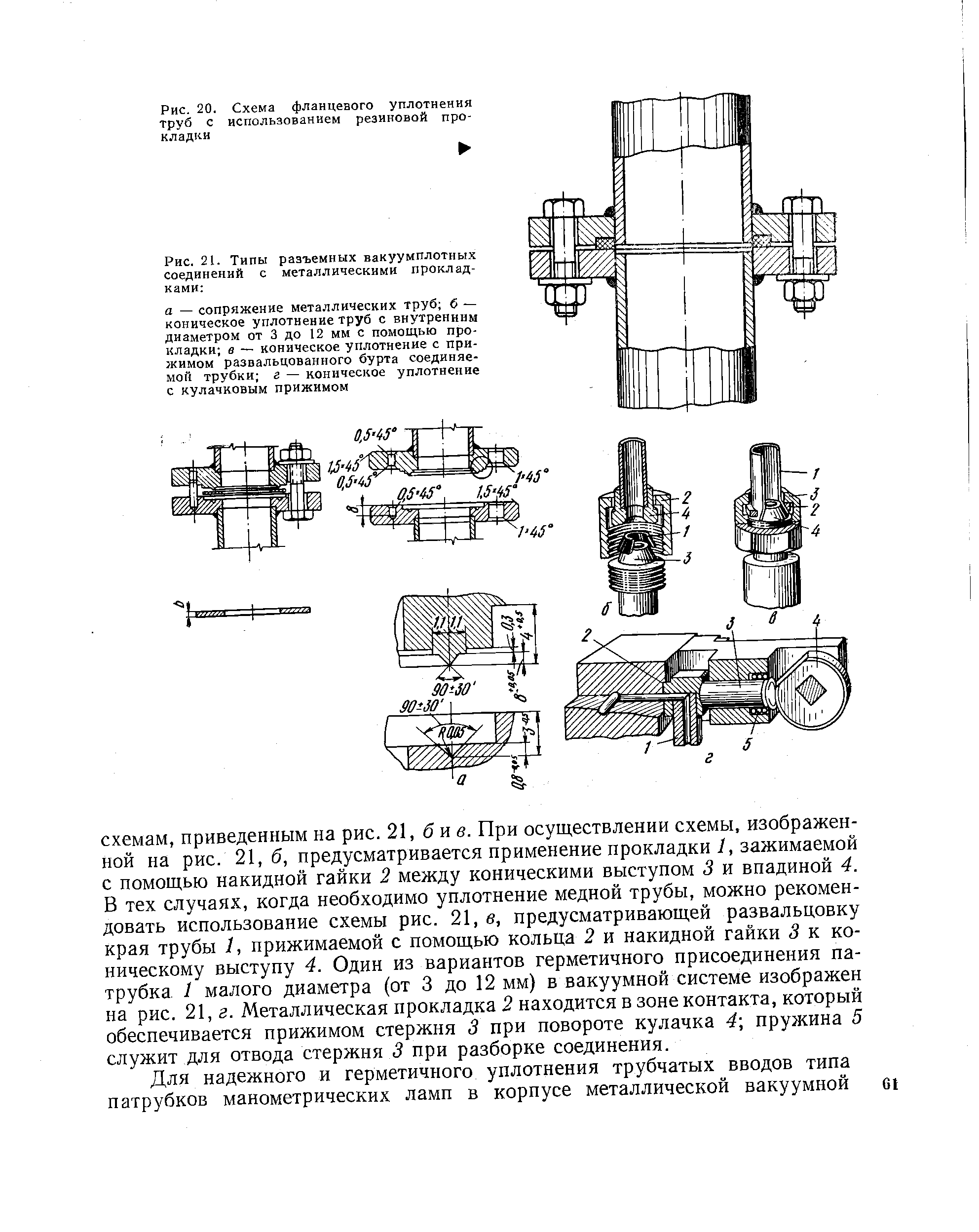 Рис. 20. Схема фланцевого уплотнения труб с использованием резиновой прокладки
