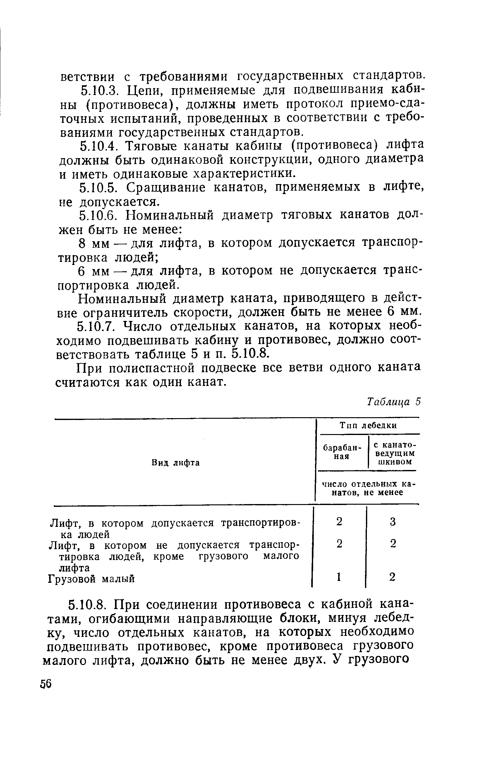 Номинальный диаметр каната, приводящего в действие ограничитель скорости, должен быть не менее 6 мм.
