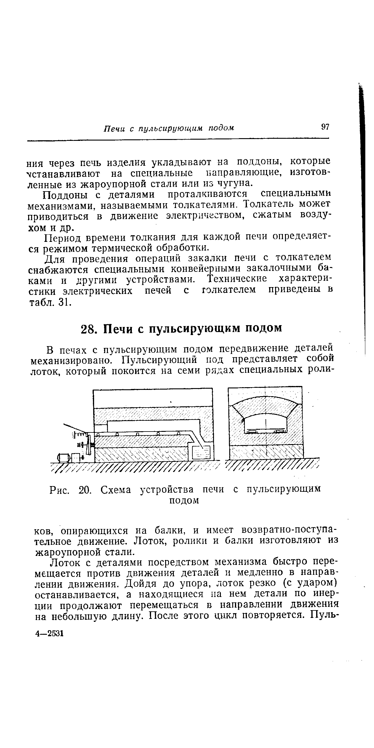 Рис. 20. Схема <a href="/info/690152">устройства печи</a> с пульсирующим подом
