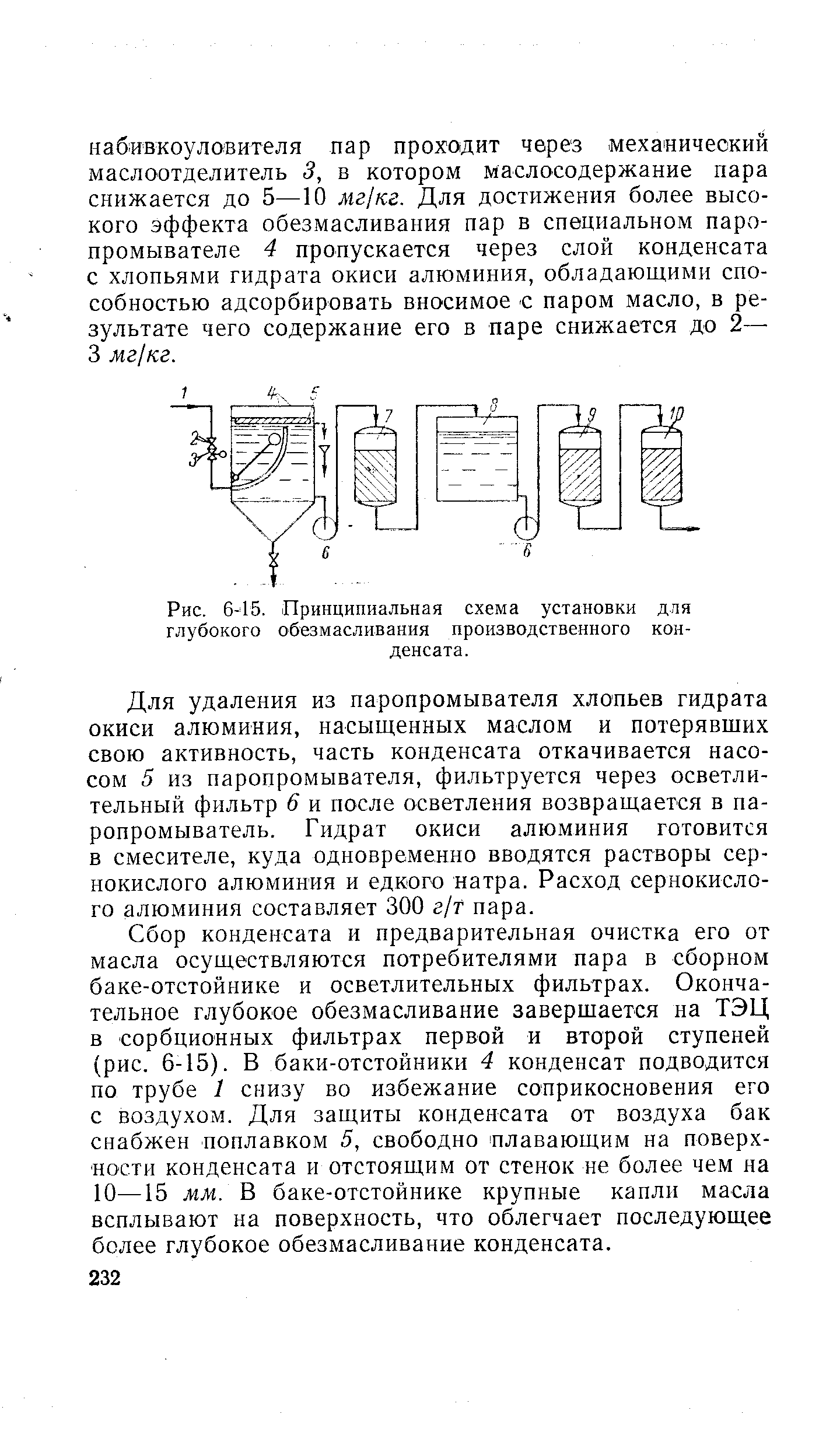 Рис. 6-15. <a href="/info/4763">Принципиальная схема</a> установки для глубокого обезмасливания производственного конденсата.
