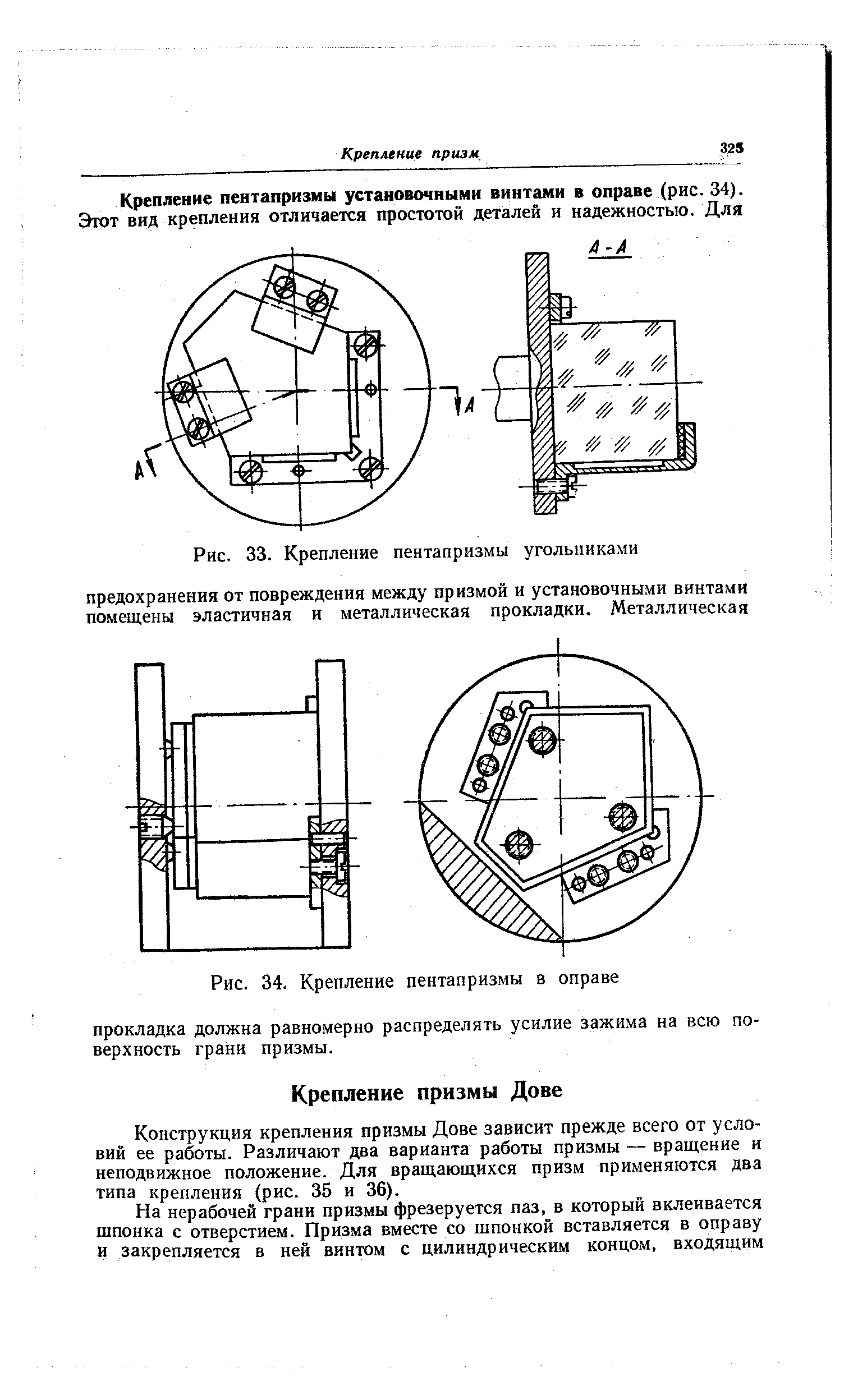 Рис. 34. Крепление пентапризмы в оправе
