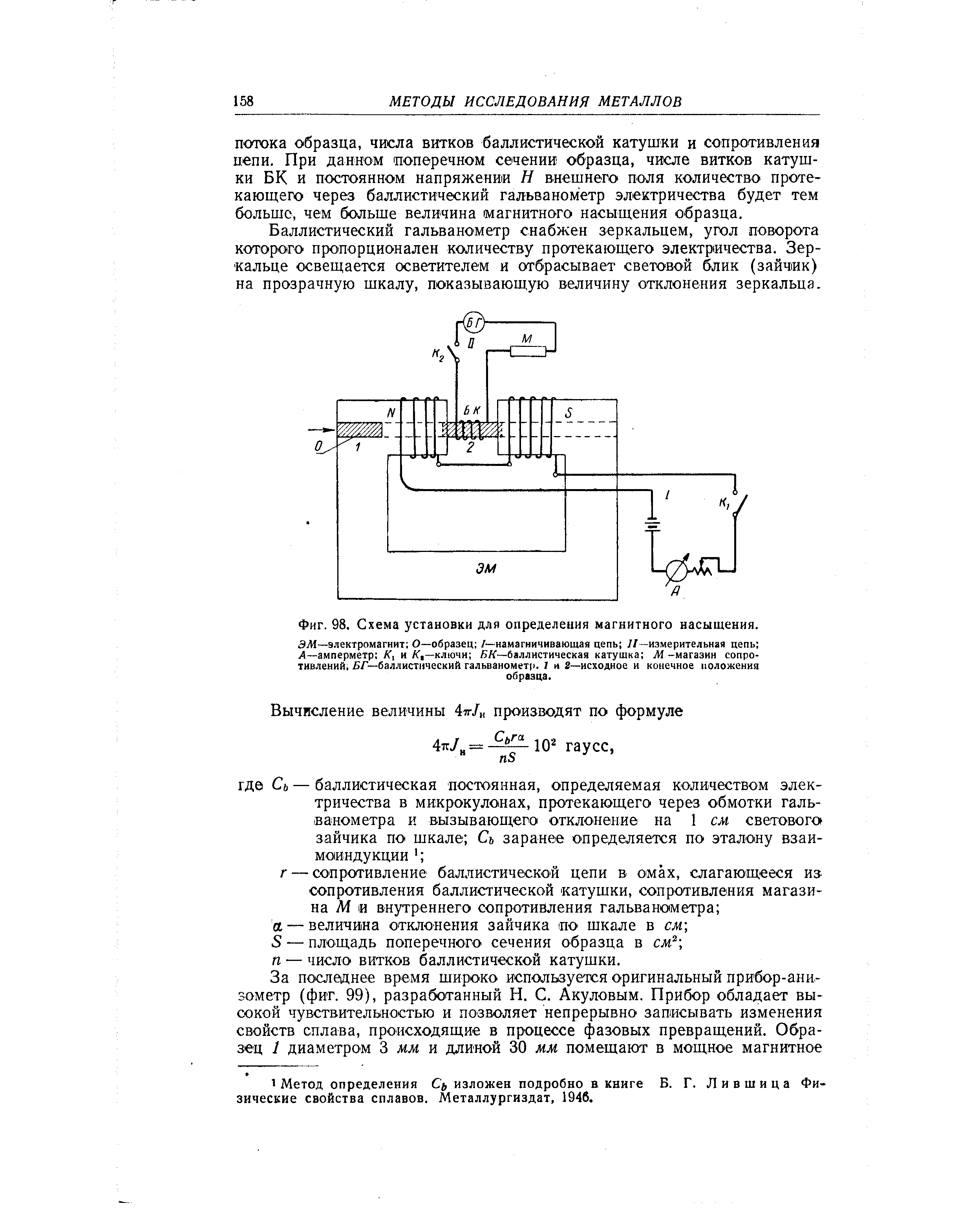 Фиг. 98. Схема установки для определения магнитного насыщения.
