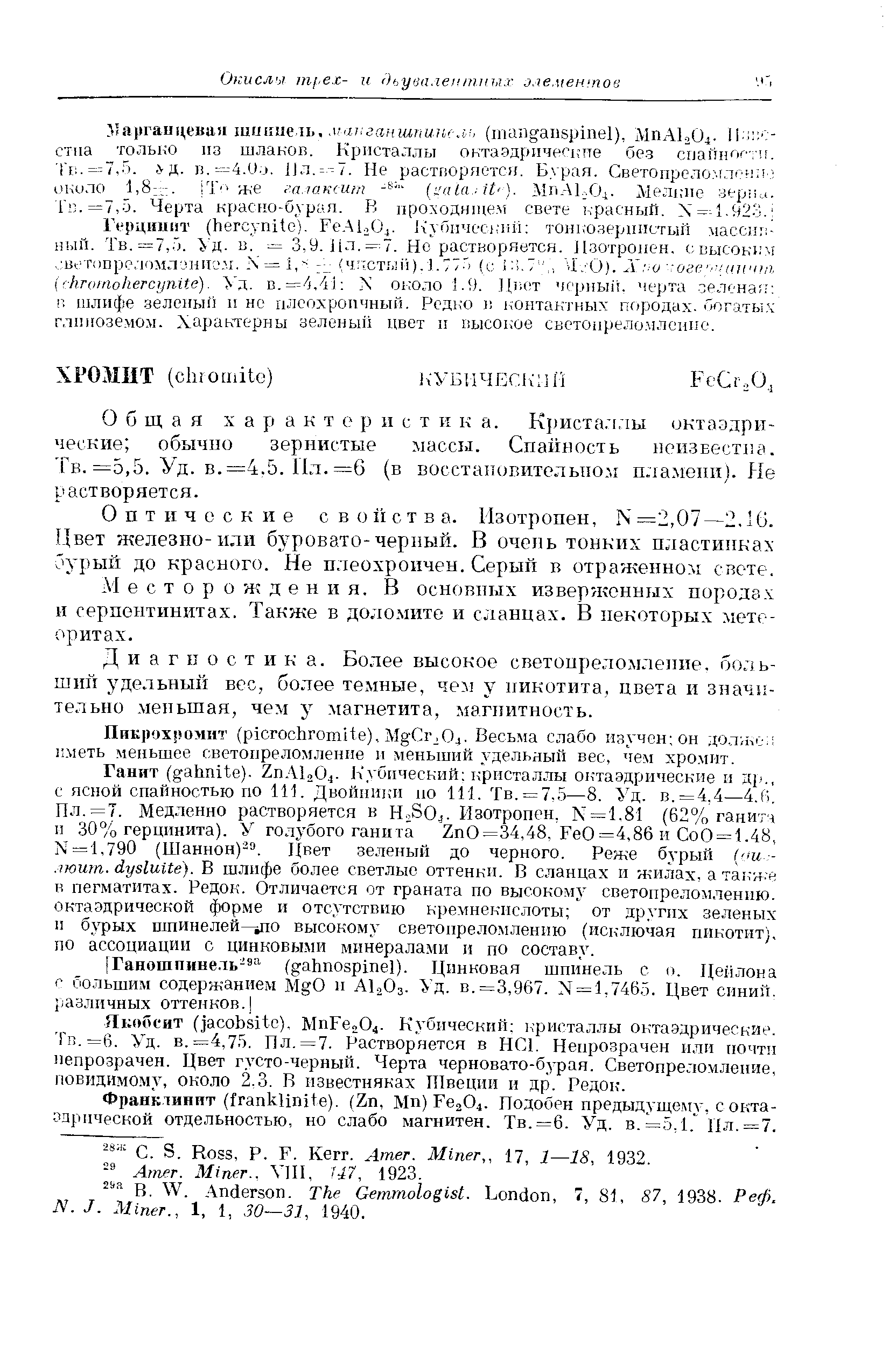 Оптические свойства. Изотропен, N =2,07—2,10. 1Двет железно-или буровато-черный. В очепь тонких пластинках бурый до красного. Не плеохроичен. Серый в отраженном свете.
