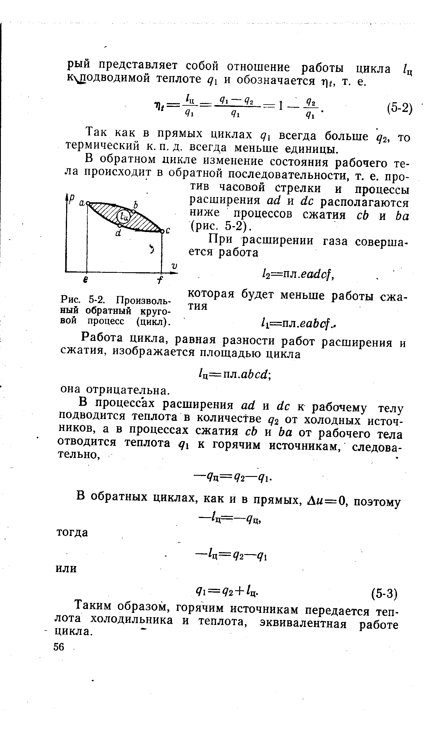 Рис. 5-2. Произволь-НЫЙ обратный круговой процесс (цикл).
