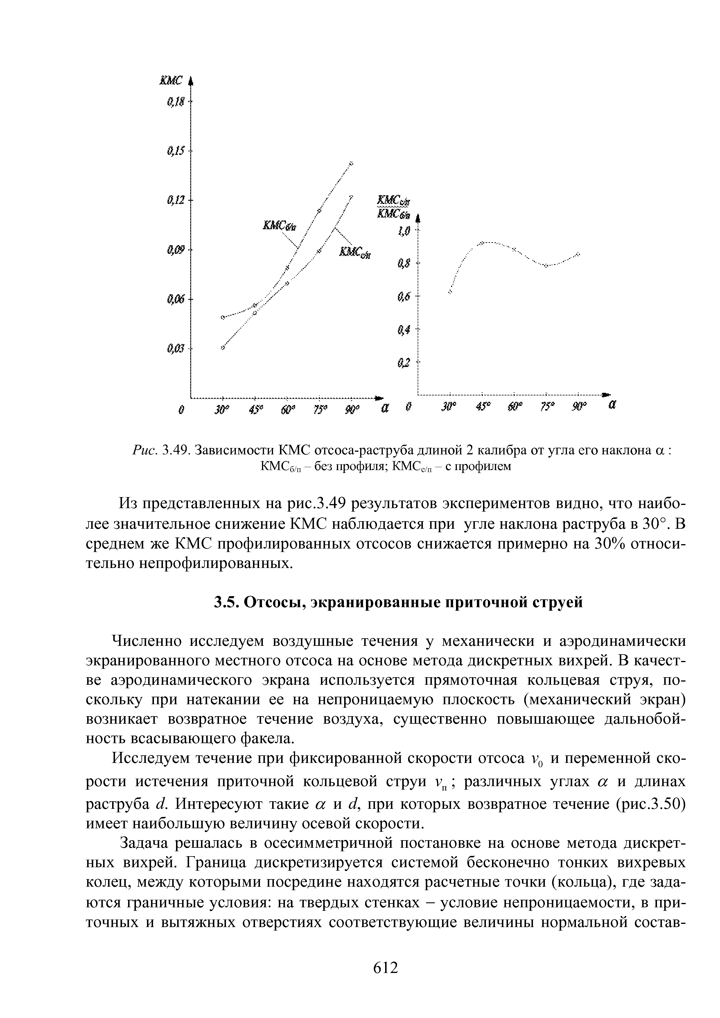 Численно исследуем воздушные течения у механически и аэродинамически экранированного местного отсоса на основе метода дискретных вихрей. В качестве аэродинамического экрана используется прямоточная кольцевая струя, поскольку при натекании ее на непроницаемую плоскость (механический экран) возникает возвратное течение воздуха, существенно повышающее дальнобойность всасывающего факела.
