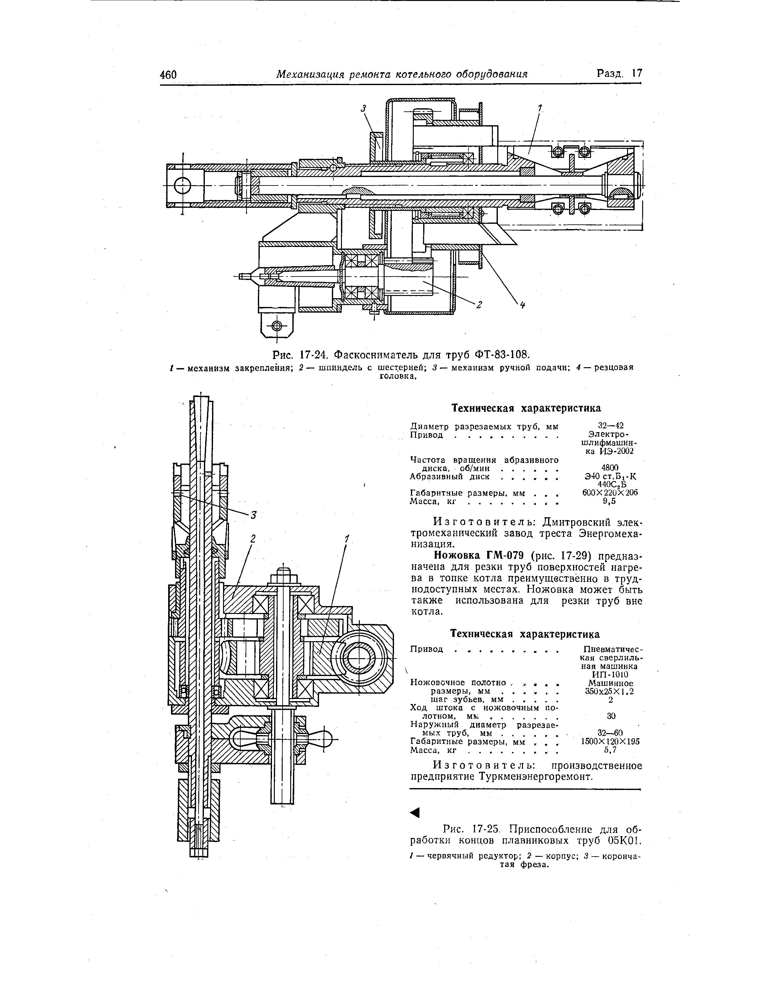 Рис. 17-25. Приспособление для обработки концов плавниковых труб 05К01.
