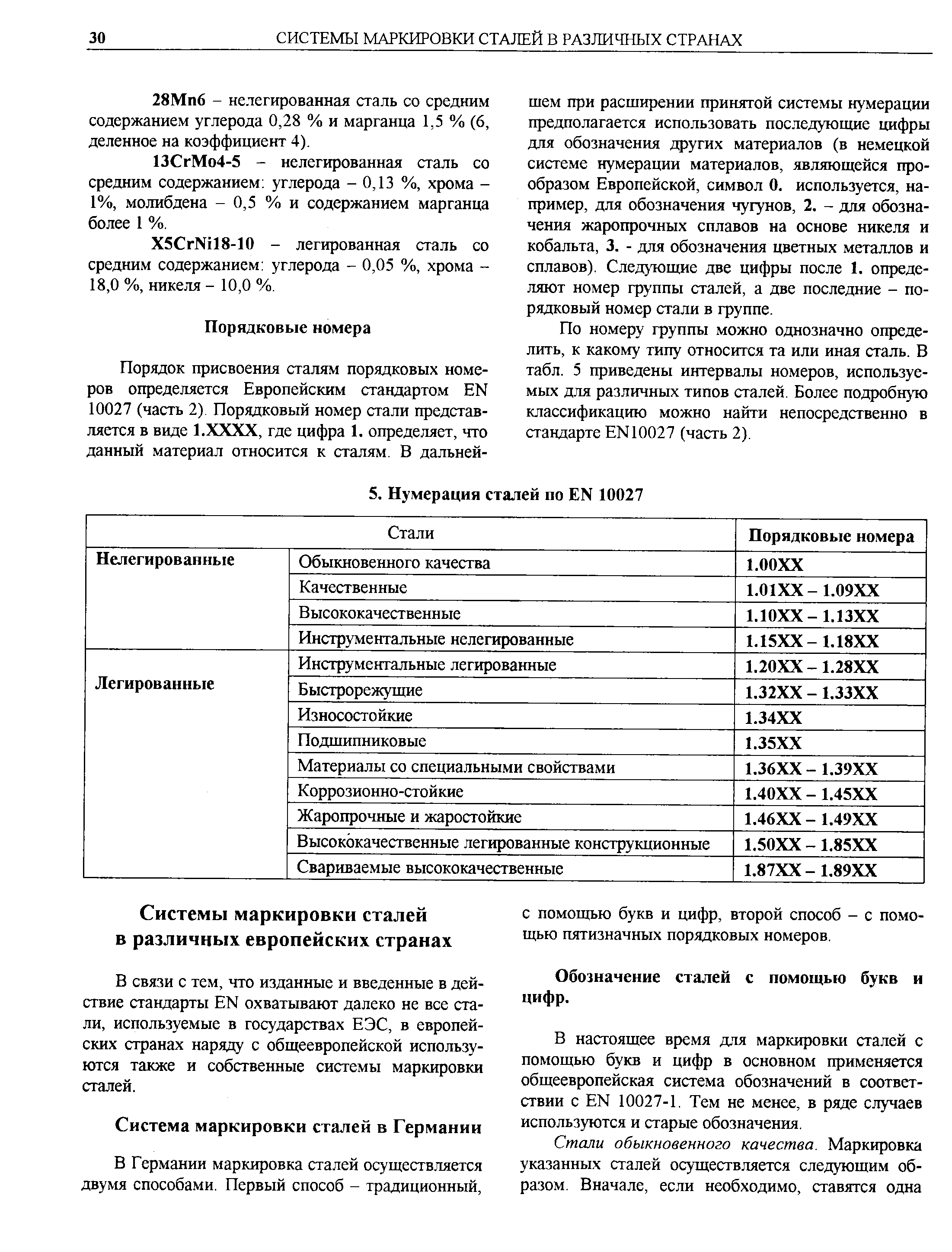 В связи с тем, что изданные и введенные в действие стандарты EN охватывают далеко не все стали, используемые в государствах ЕЭС, в европейских странах наряду с общеевропейской используются также и собственные системы маркировки сталей.
