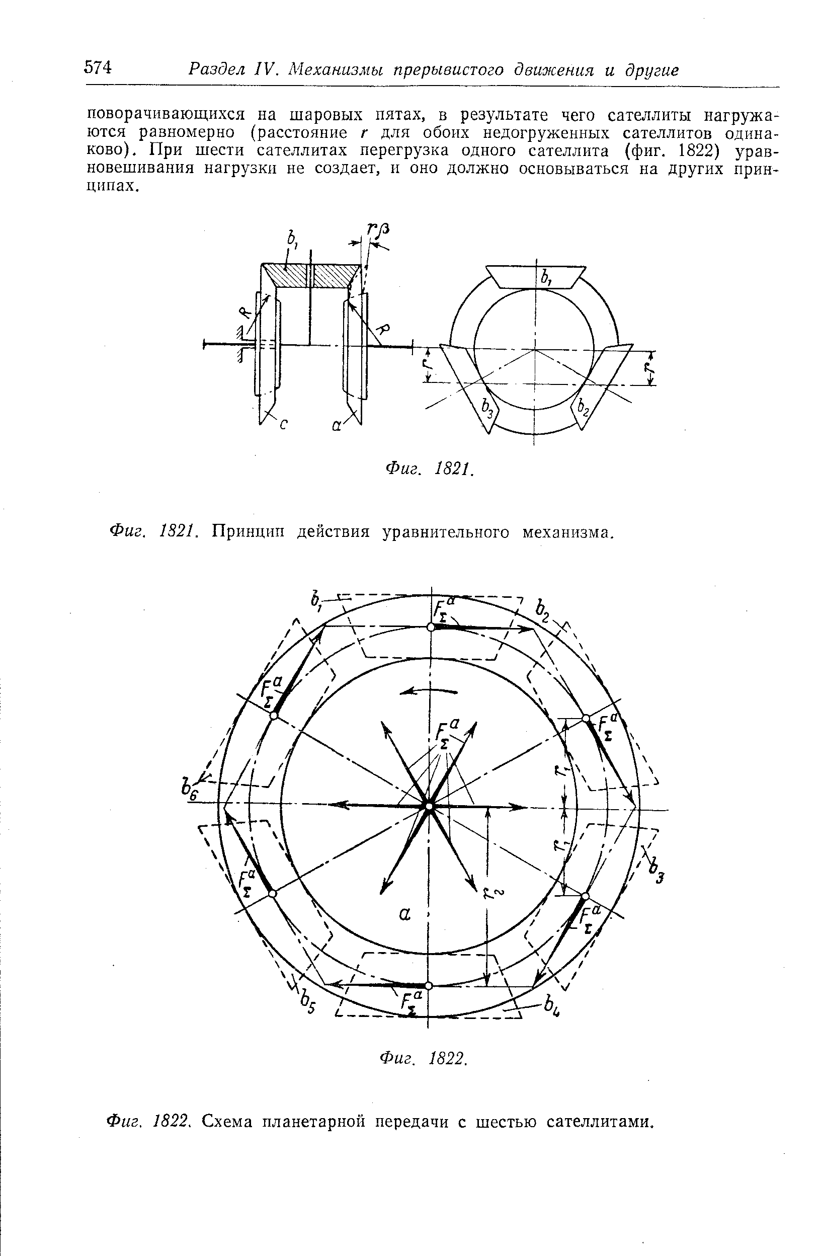Фиг. 1822. Схема планетарной передачи с шестью сателлитами.

