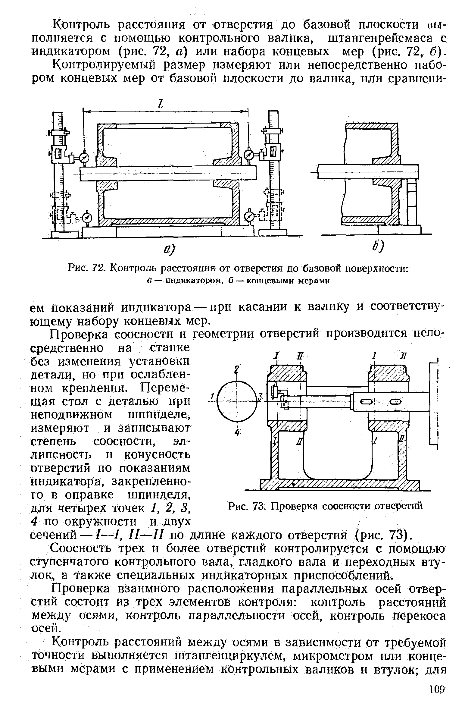 Схема контроля соосности отверстий