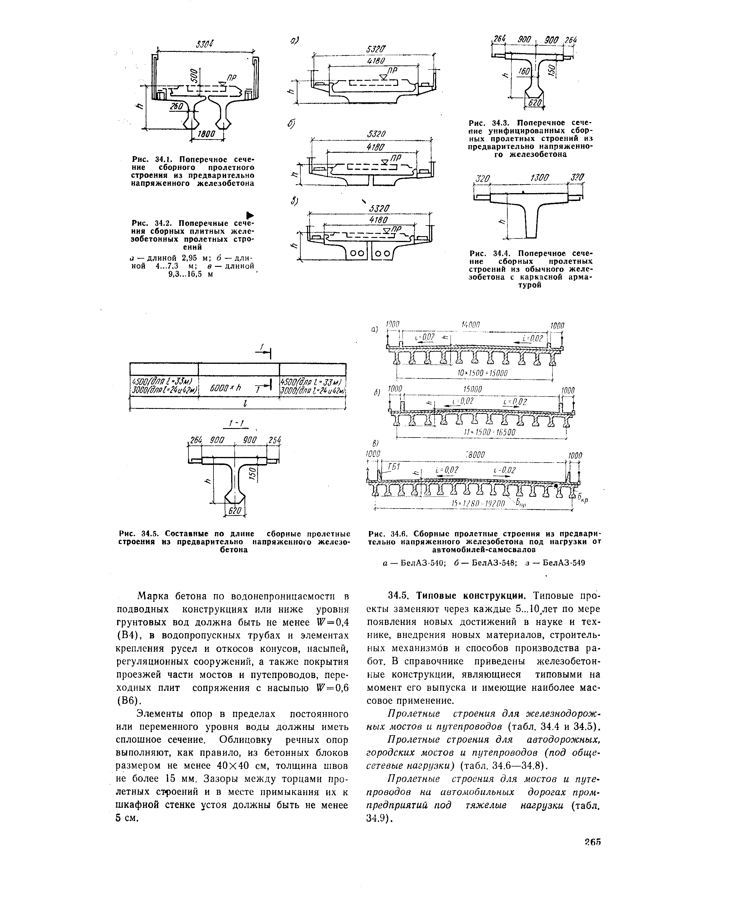 Рис. 34.5. Составные по длине сборные пролетные строения из <a href="/info/47156">предварительно напряженного</a> железобетона
