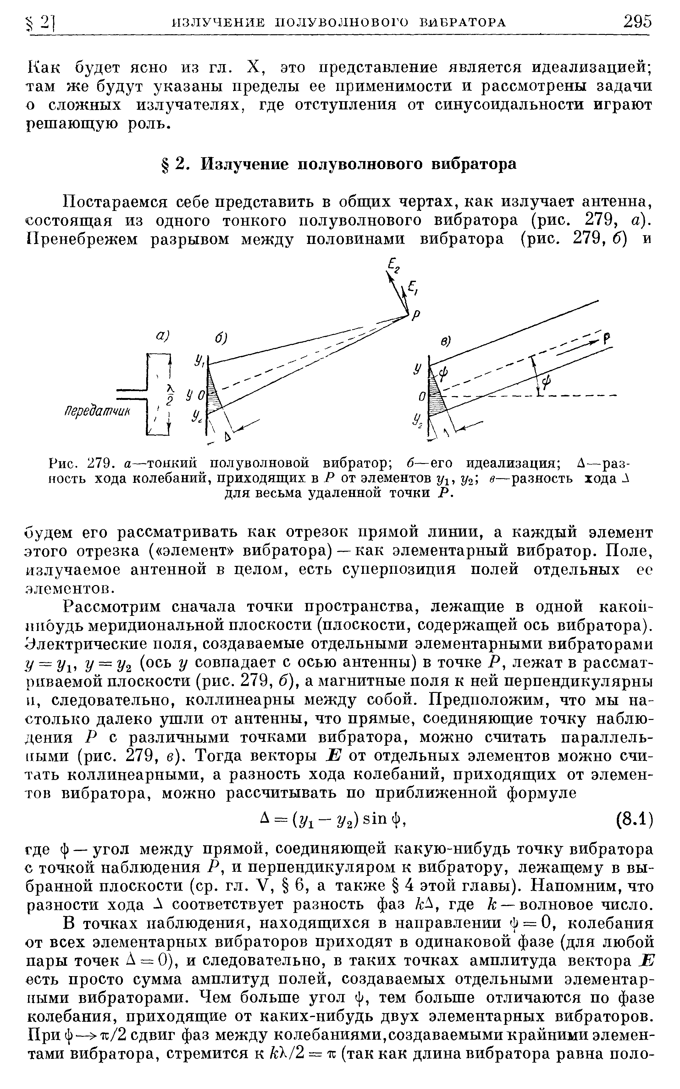 Как будет ясно из гл. X, это представление является идеализацией там же будут указаны пределы ее применимости и рассмотрены задачи о сложных излучателях, где отступления от синусоидальности играют решающую роль.
