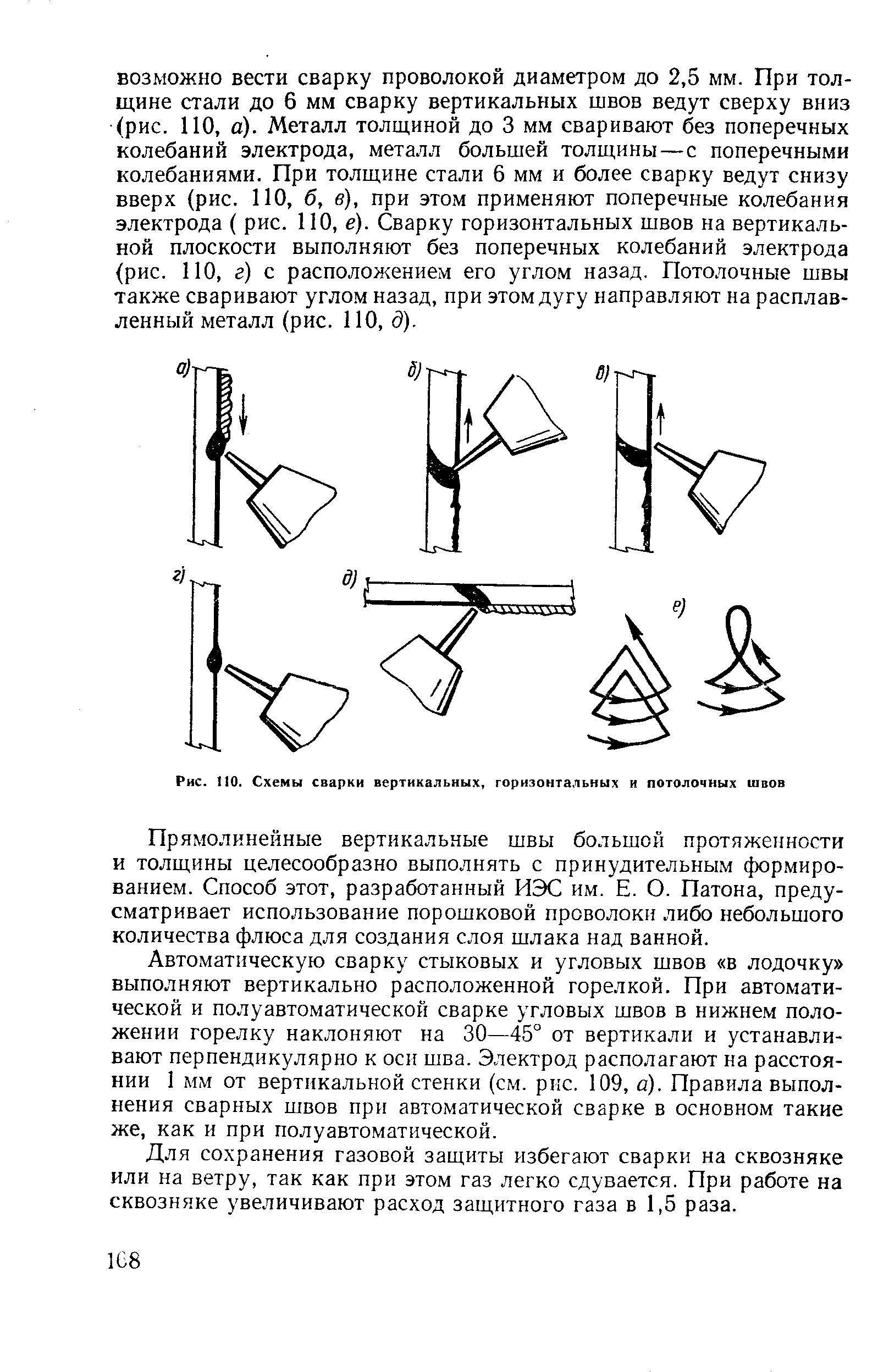 Рис. ПО. <a href="/info/273588">Схемы сварки вертикальных</a>, горизонтальных и потолочных швов
