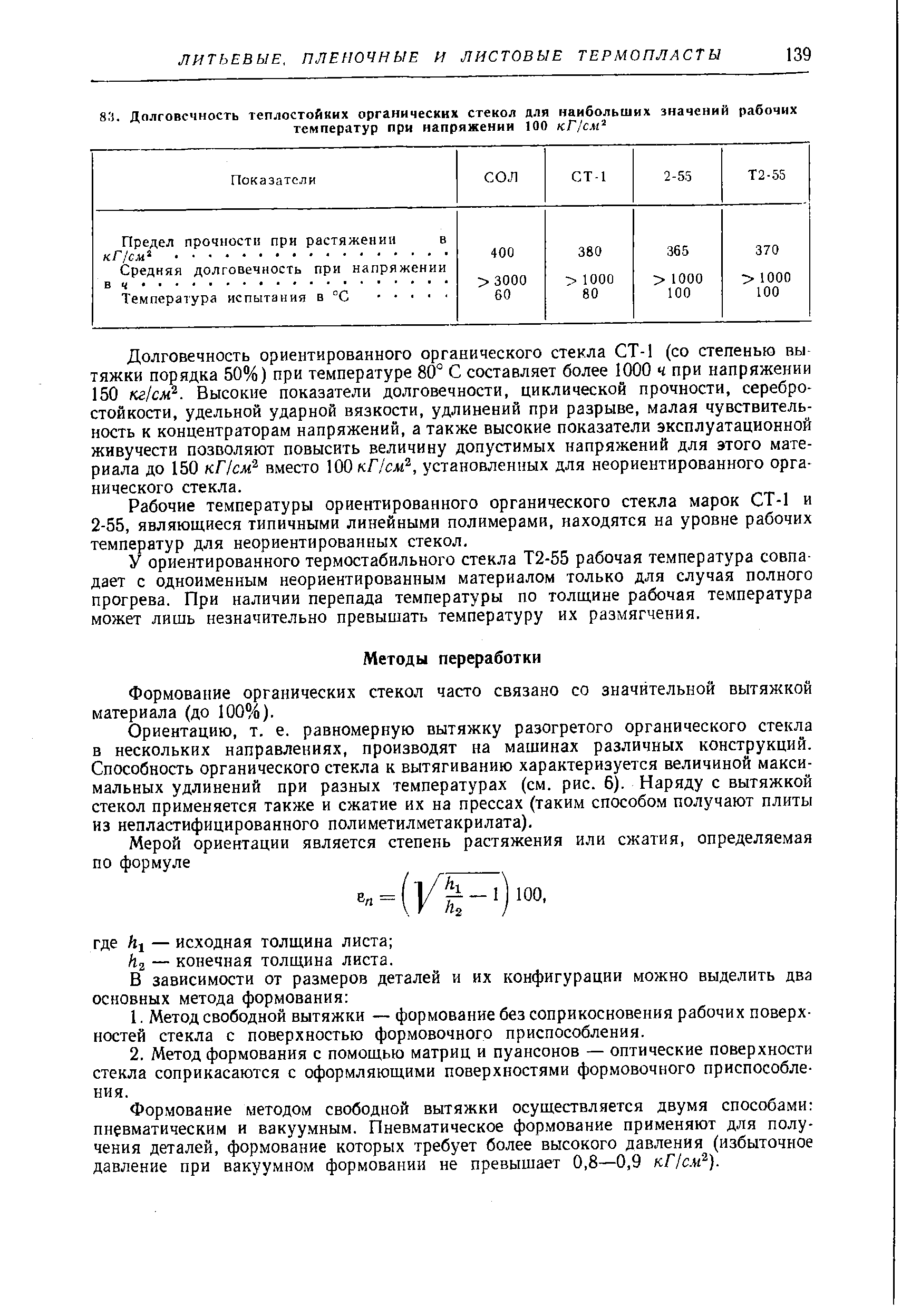 Формование органических стекол часто связано со значительной вытяжкой материала (до 100%).
