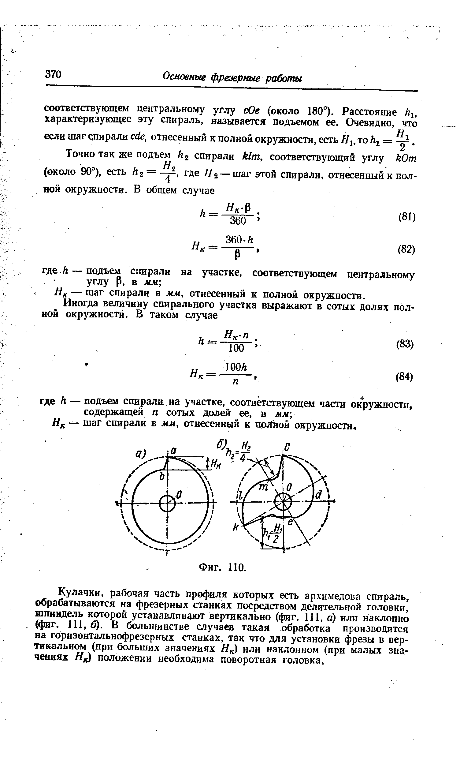 Нк — шаг спирали в мм, отнесенный к полной окружности.
