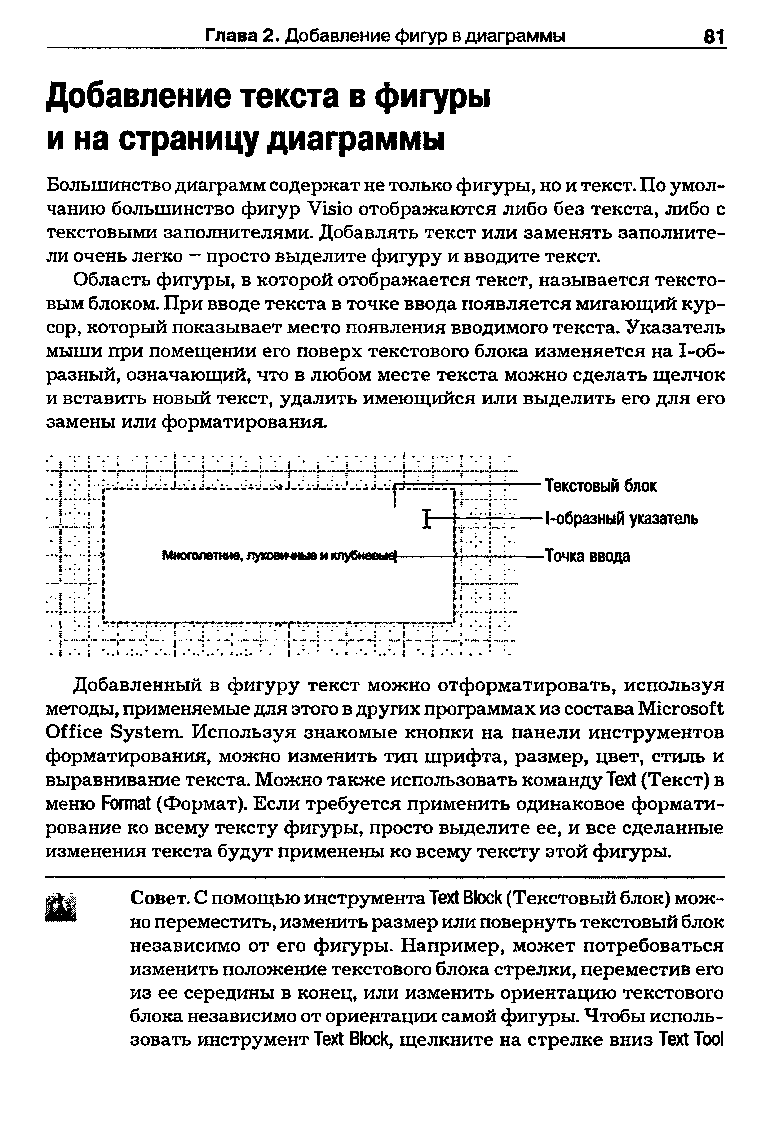 Большинство диаграмм содержат не только фигуры, но и текст. По умолчанию большинство фигур Visio отображаются либо без текста, либо с текстовыми заполнителями. Добавлять текст или заменять заполнители очень легко — просто выделите фигуру и вводите текст.
