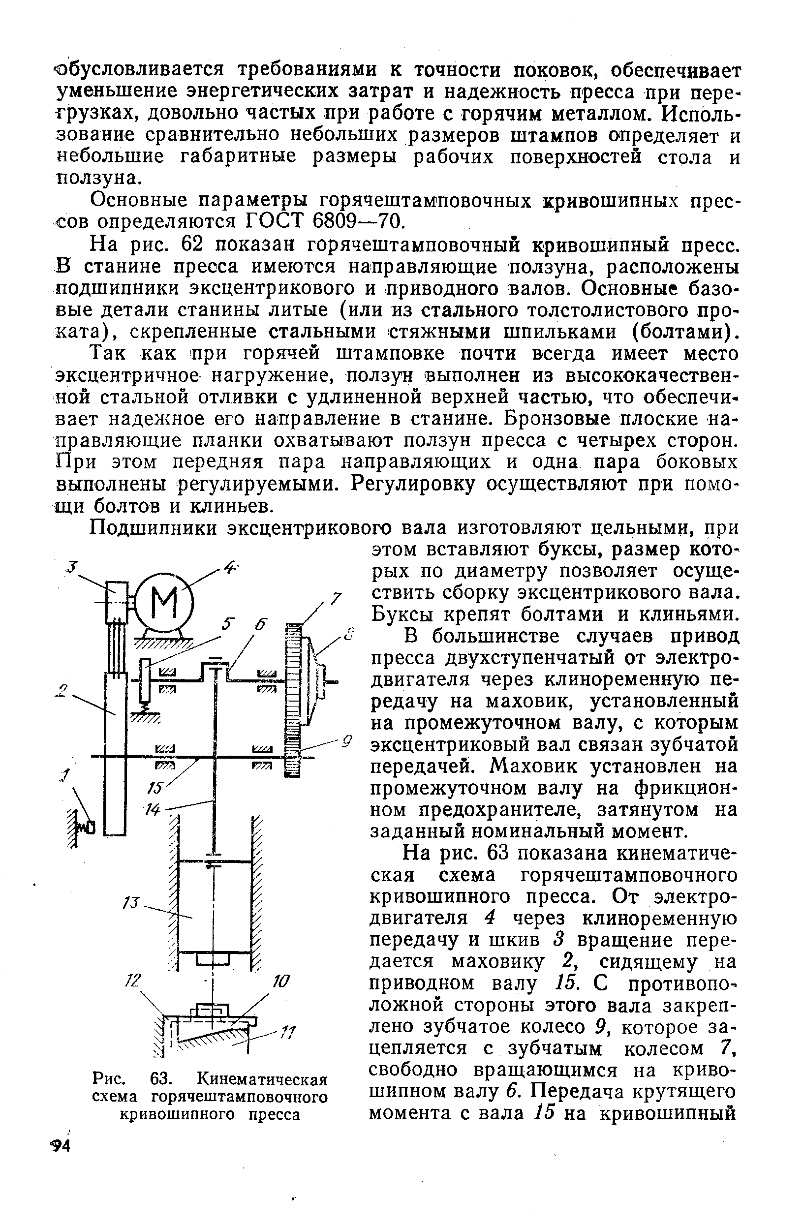 Кинематическая схема горячештамповочного кривошипного пресса