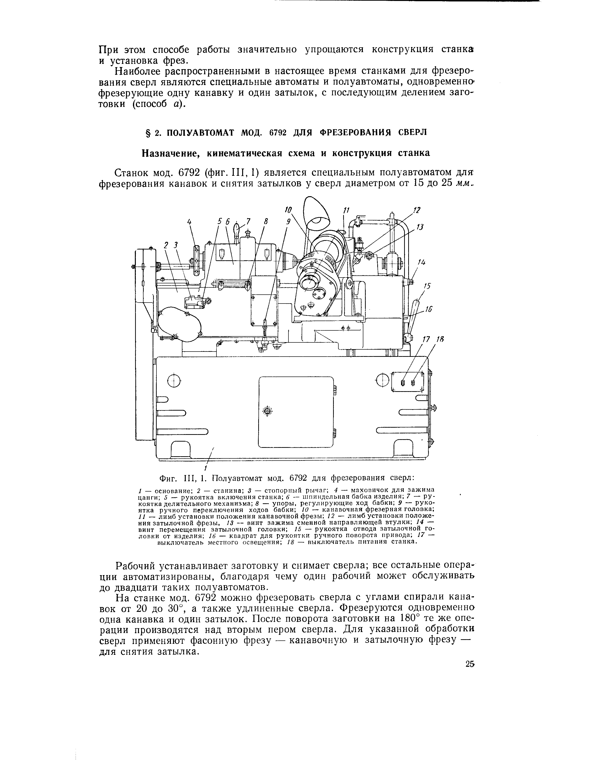 Фиг. III, 1. Полуавтомат мод. 6792 для фрезерования сверл 
