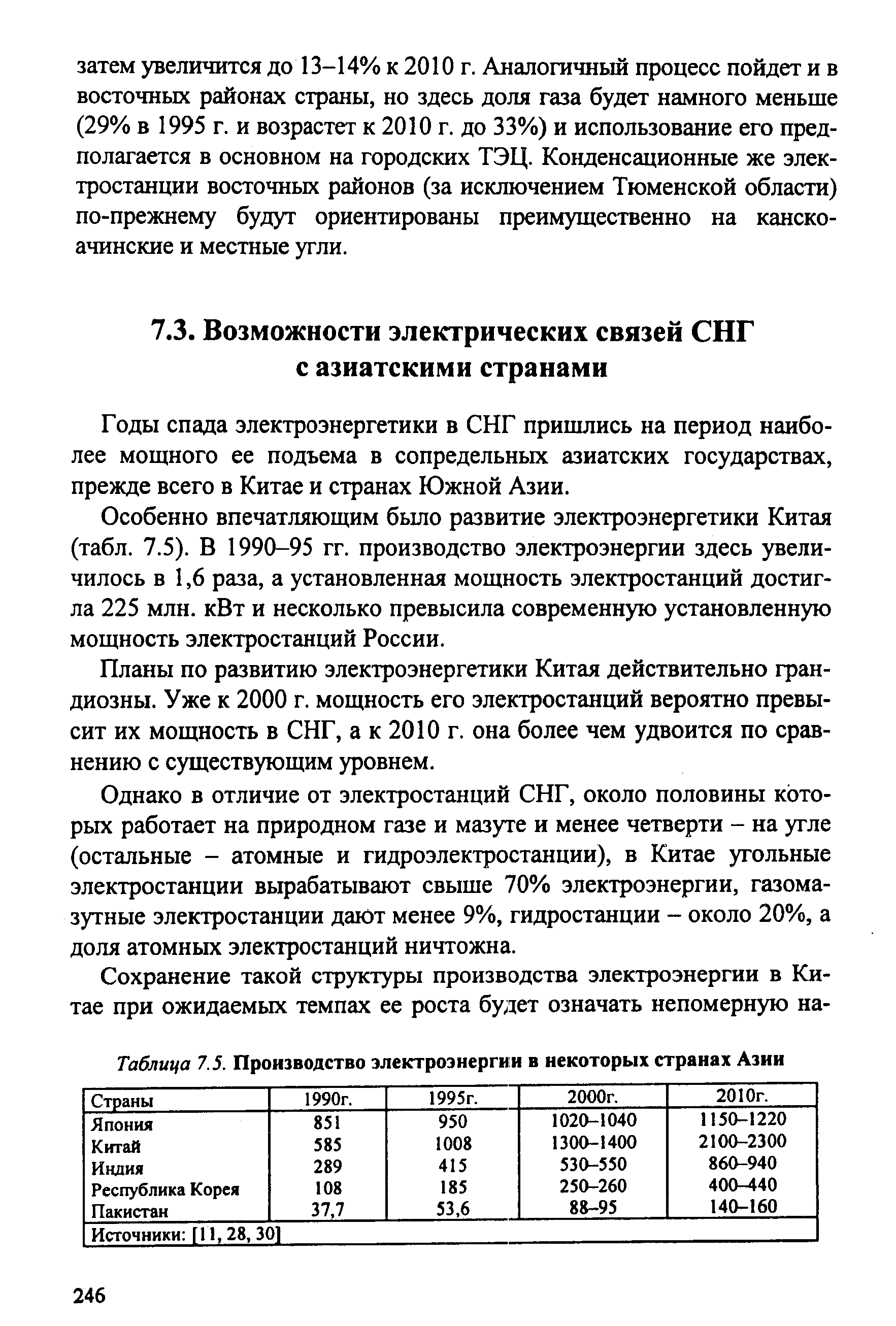 Годы спада электроэнергетики в СНГ пришлись на период наиболее мощного ее подъема в сопредельных азиатских государствах, прежде всего в Китае и странах Южной Азии.
