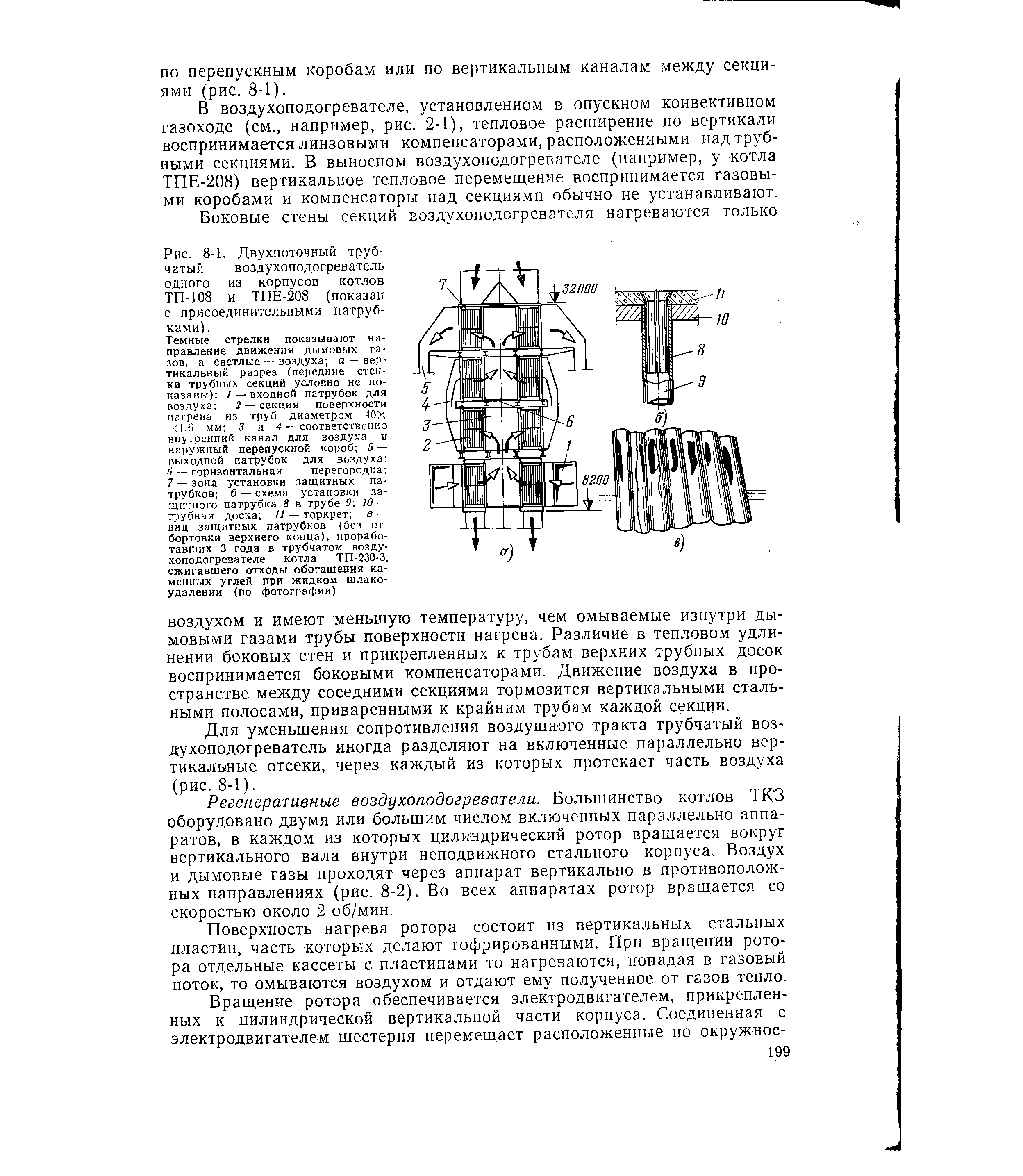 Рис. 8-1. Двухпоточный <a href="/info/73905">трубчатый воздухоподогреватель</a> одного из корпусов котлов ТП-108 и ТПЕ-208 (показан с присоединительными патрубками).
