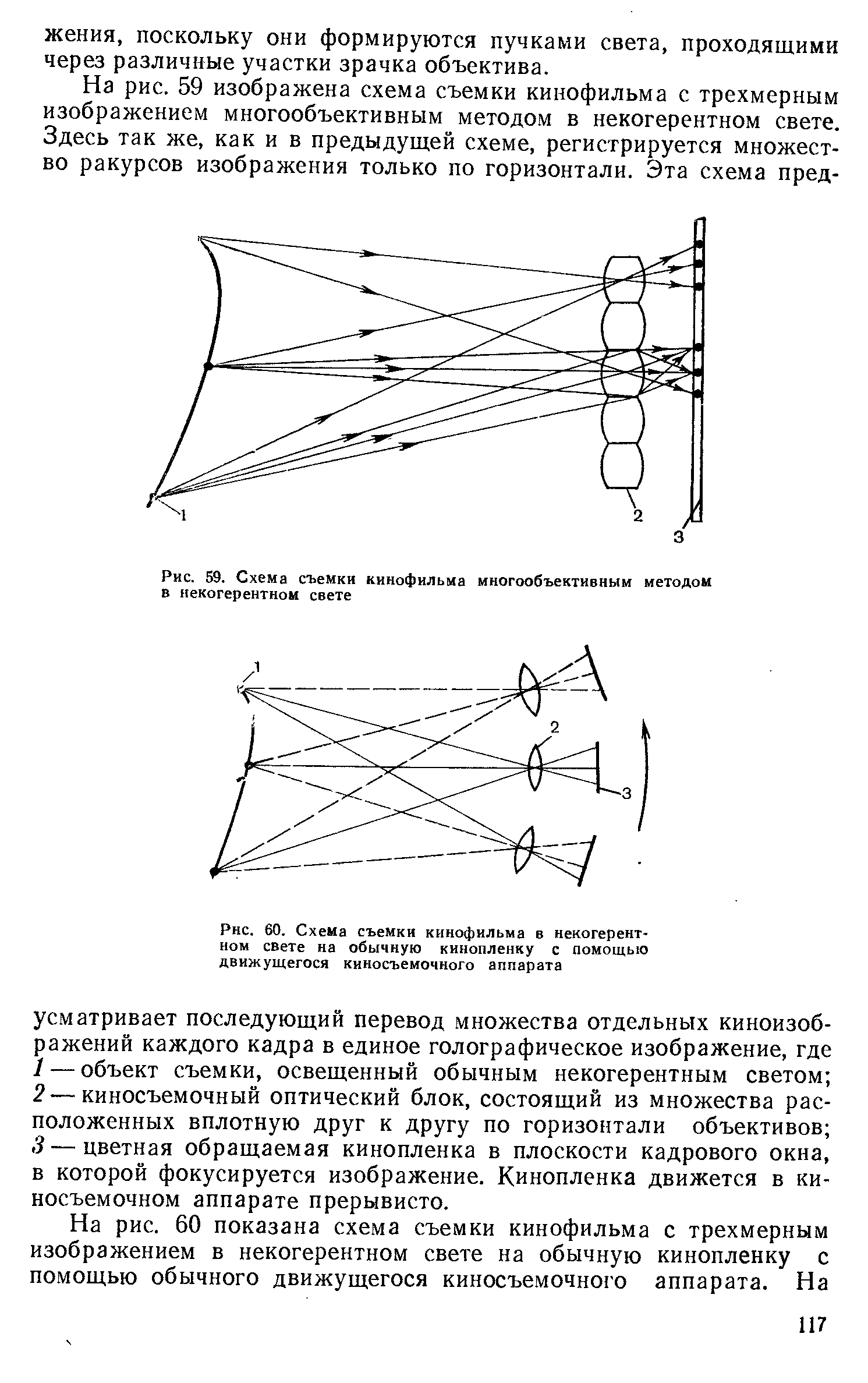 Рис. 59. Схема съемки кинофильма многообъективным методом в некогерентном свете
