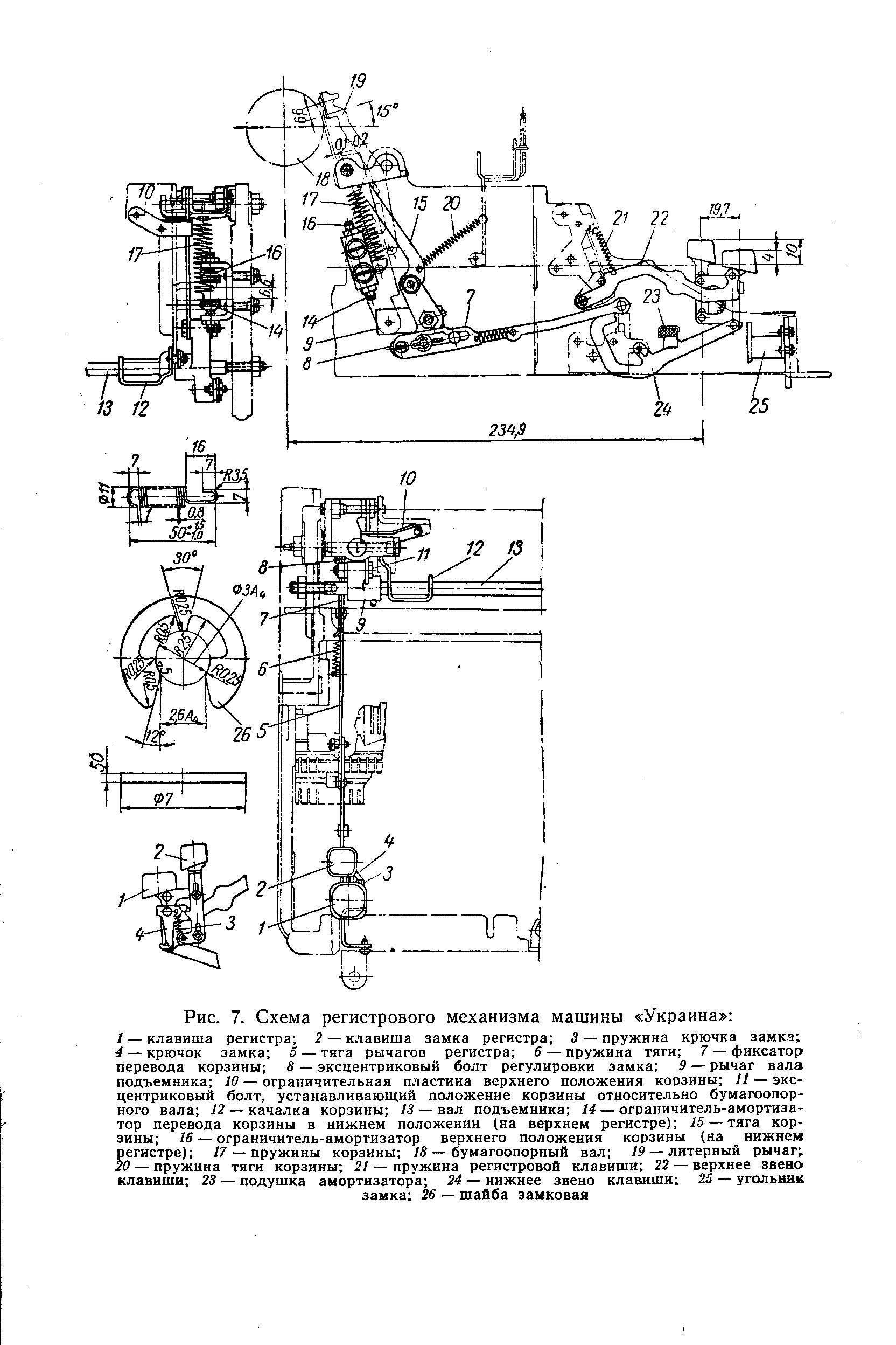 Рис. 7. Схема регистрового механизма машины Украина 
