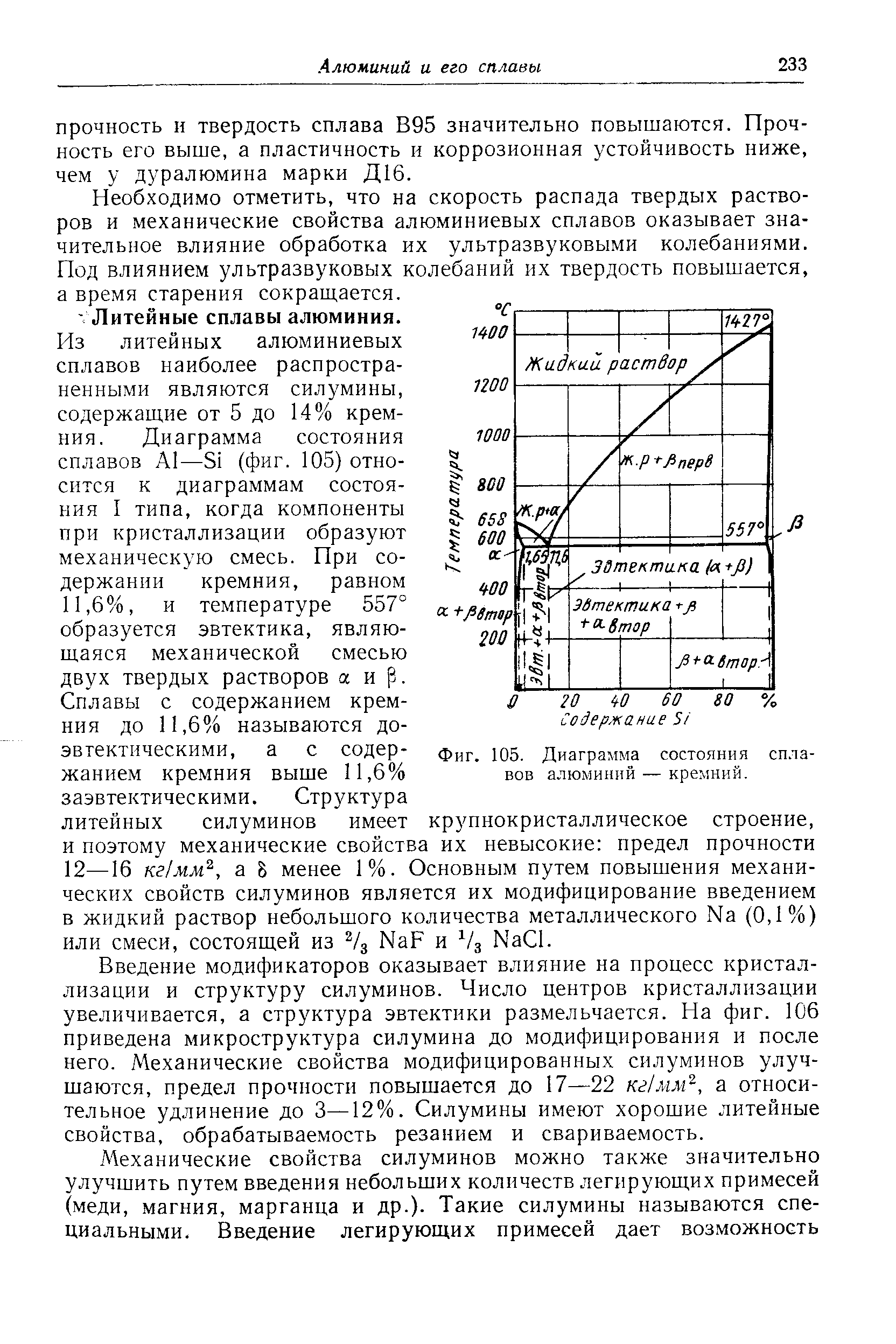 Диаграмма состояния алюминий кремний описание