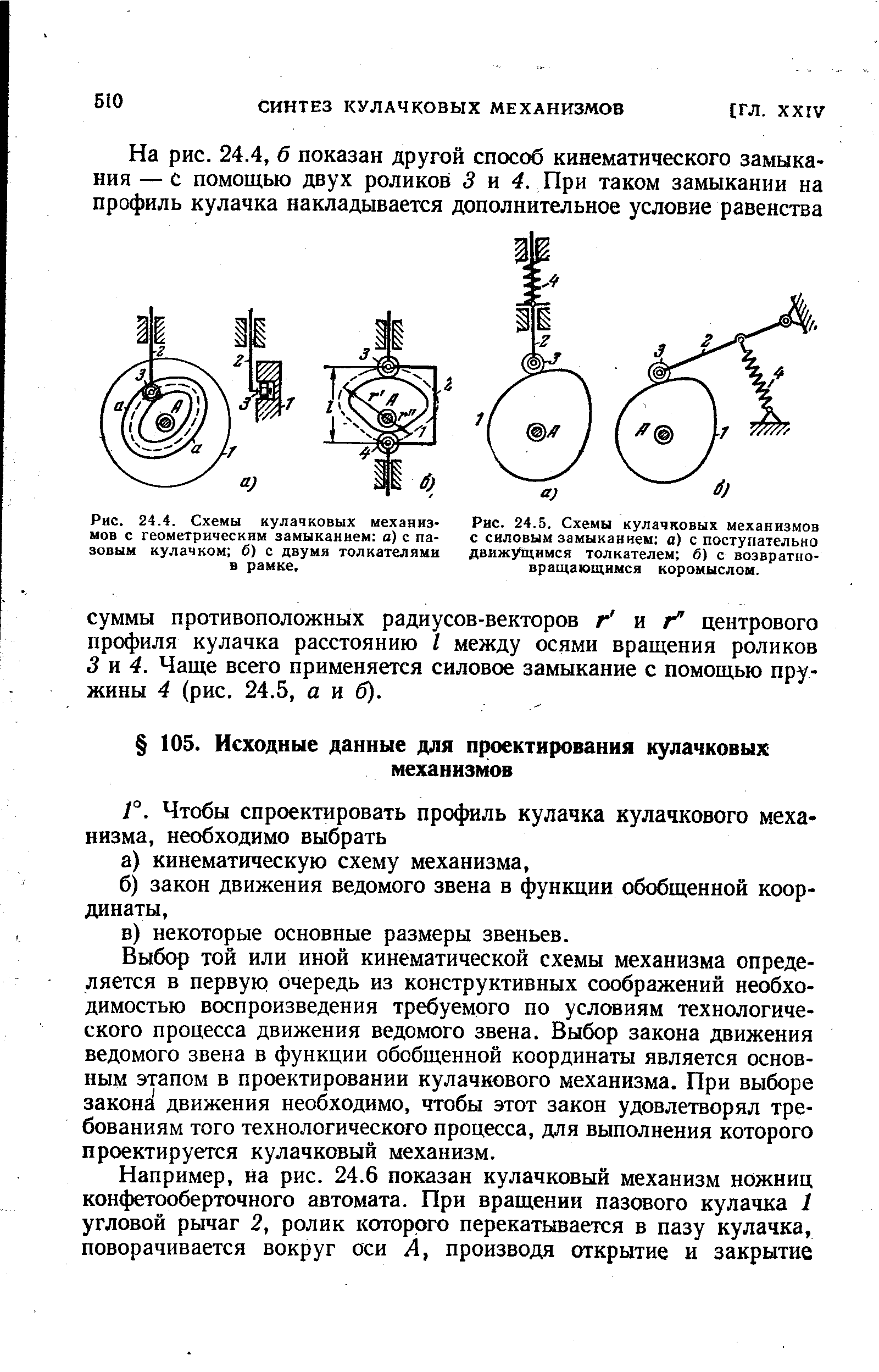 Схемы кулачковых задающих устройств