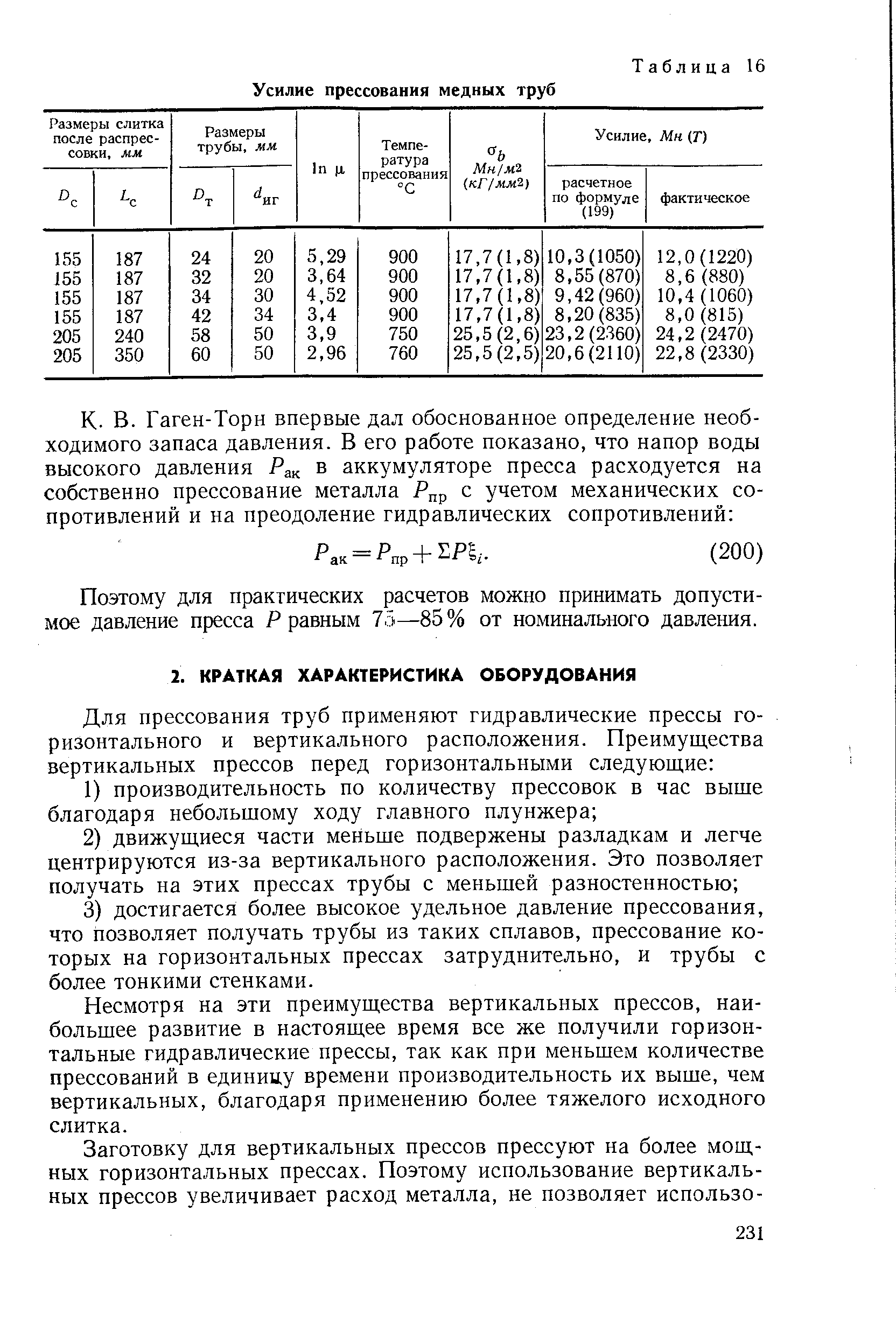 Несмотря на эти преимущества вертикальных прессов, наибольшее развитие в настоящее время все же получили горизонтальные гидравлические прессы, так как при меньшем количестве прессований в единицу времени производительность их выше, чем вертикальных, благодаря применению более тяжелого исходного слитка.
