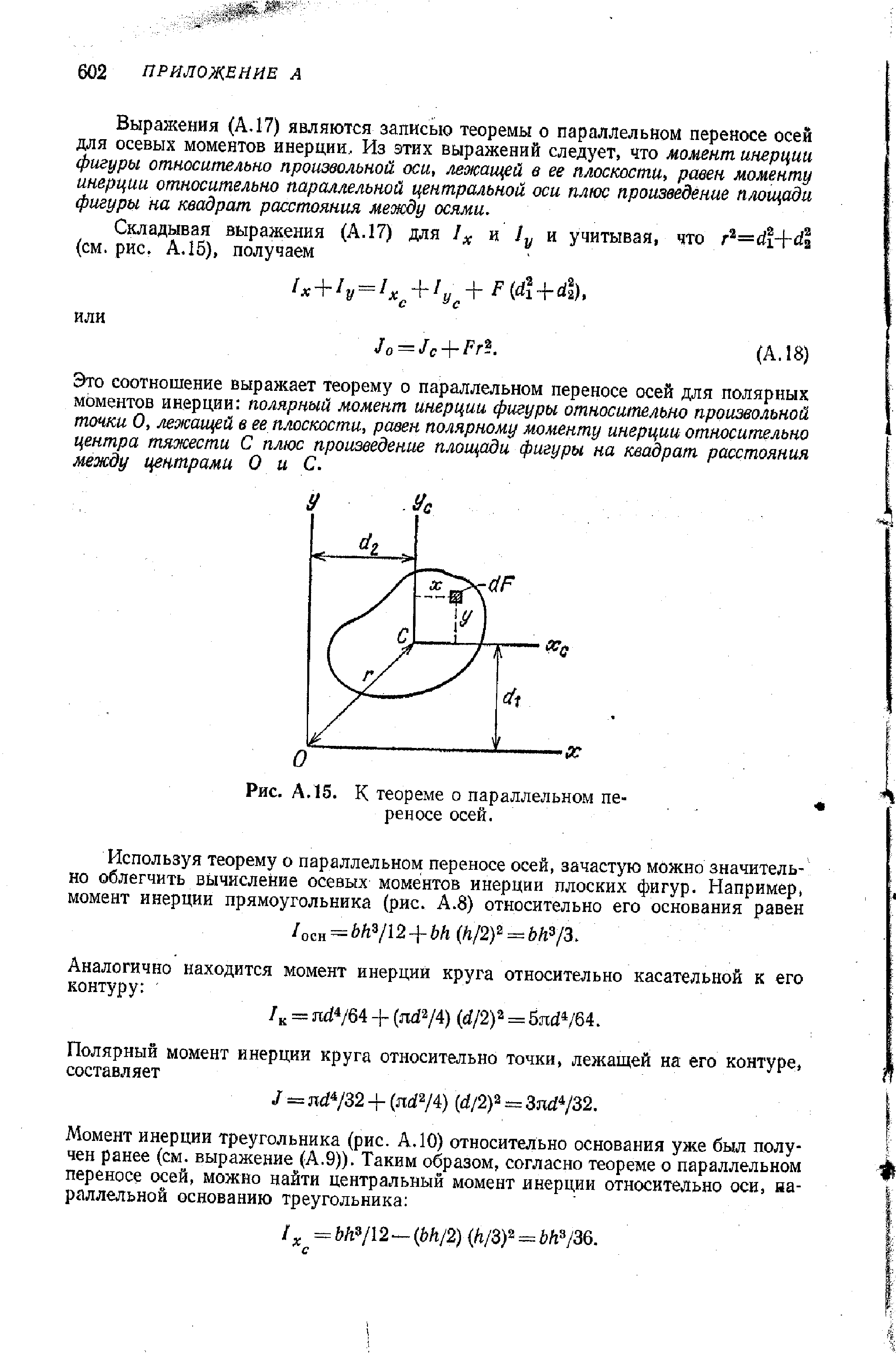 Рис. А. 15. К теореме о <a href="/info/249541">параллельном переносе</a> осей.
