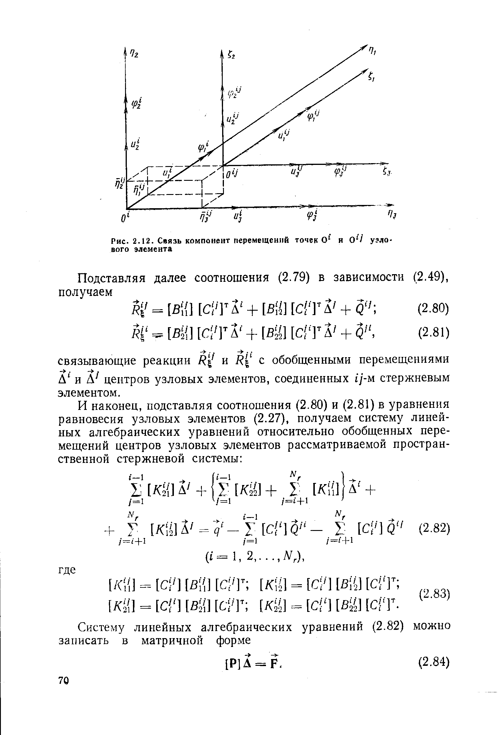 Д и А центров узловых элементов, соединенных ij-м стержневым элементом.
