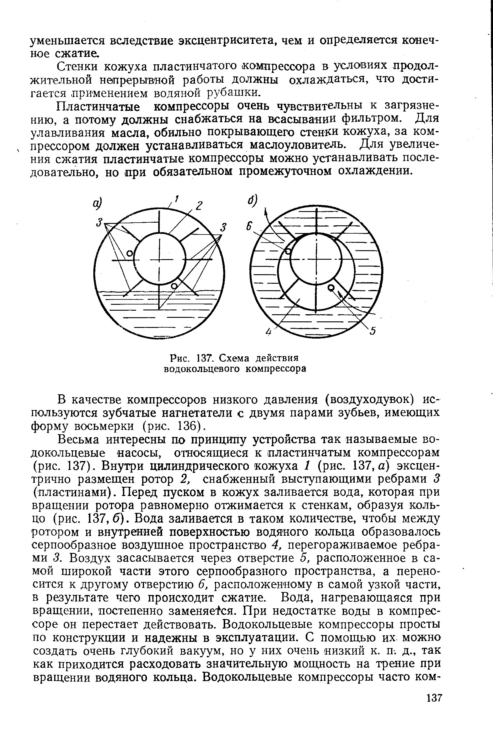 Стенки кожуха пластинчатого компрессора в условиях продолжительной непрерывной работы должны охлаждаться, что достигается применением водяной рубашки.
