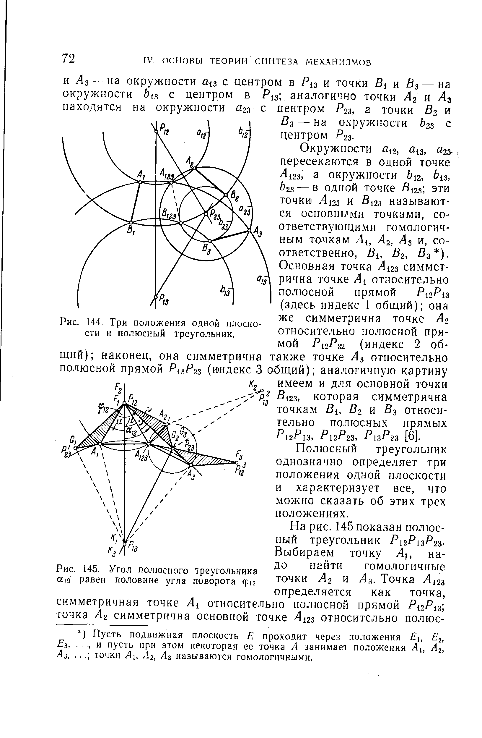 Рис. 145. Угол полюсного треугольника oLin равен половине угла поворота Ф12.
