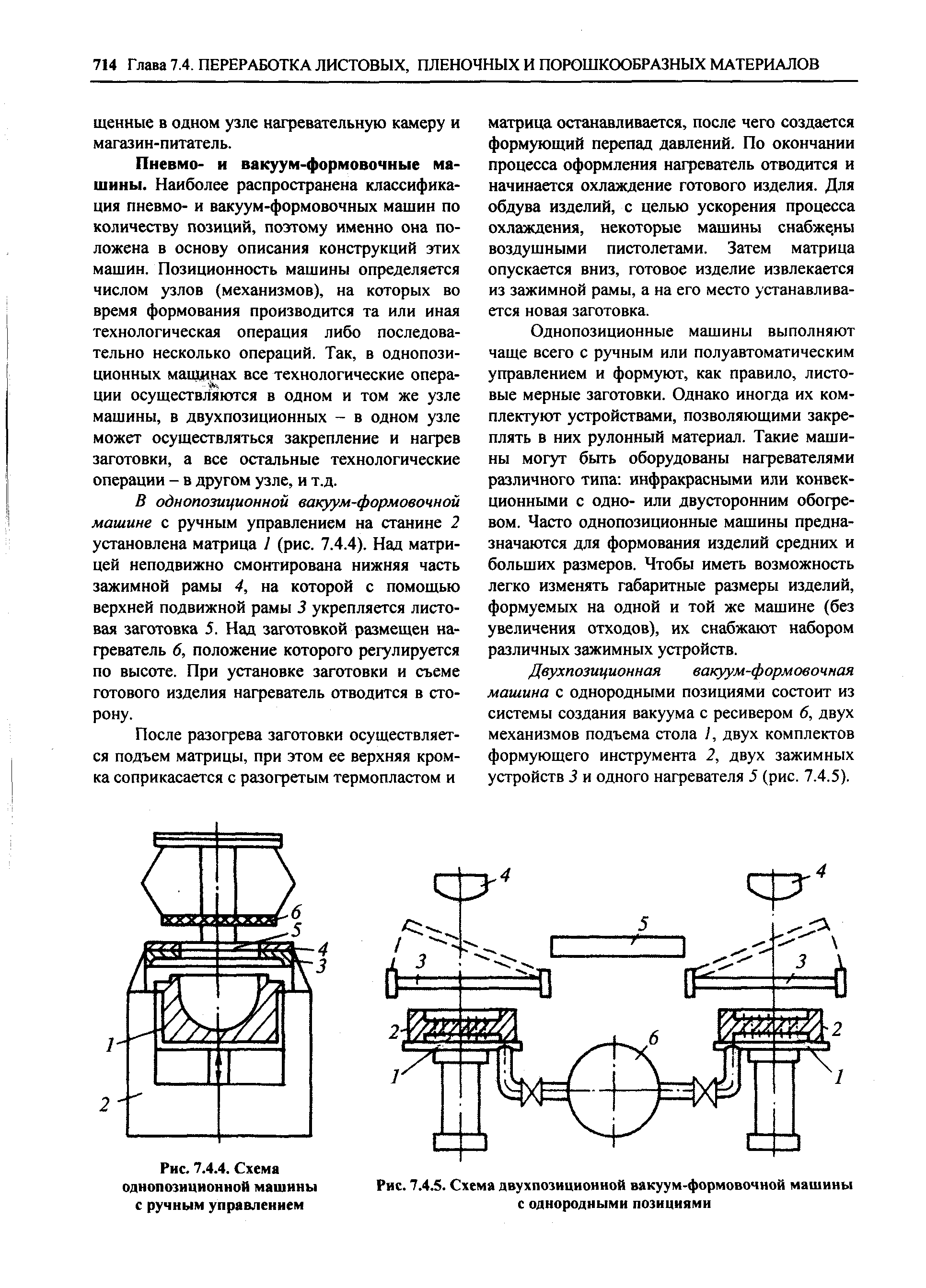 Рис. 7.4.5. Схема двухпозиционной вакуум-формовочной машины с однородными позициями
