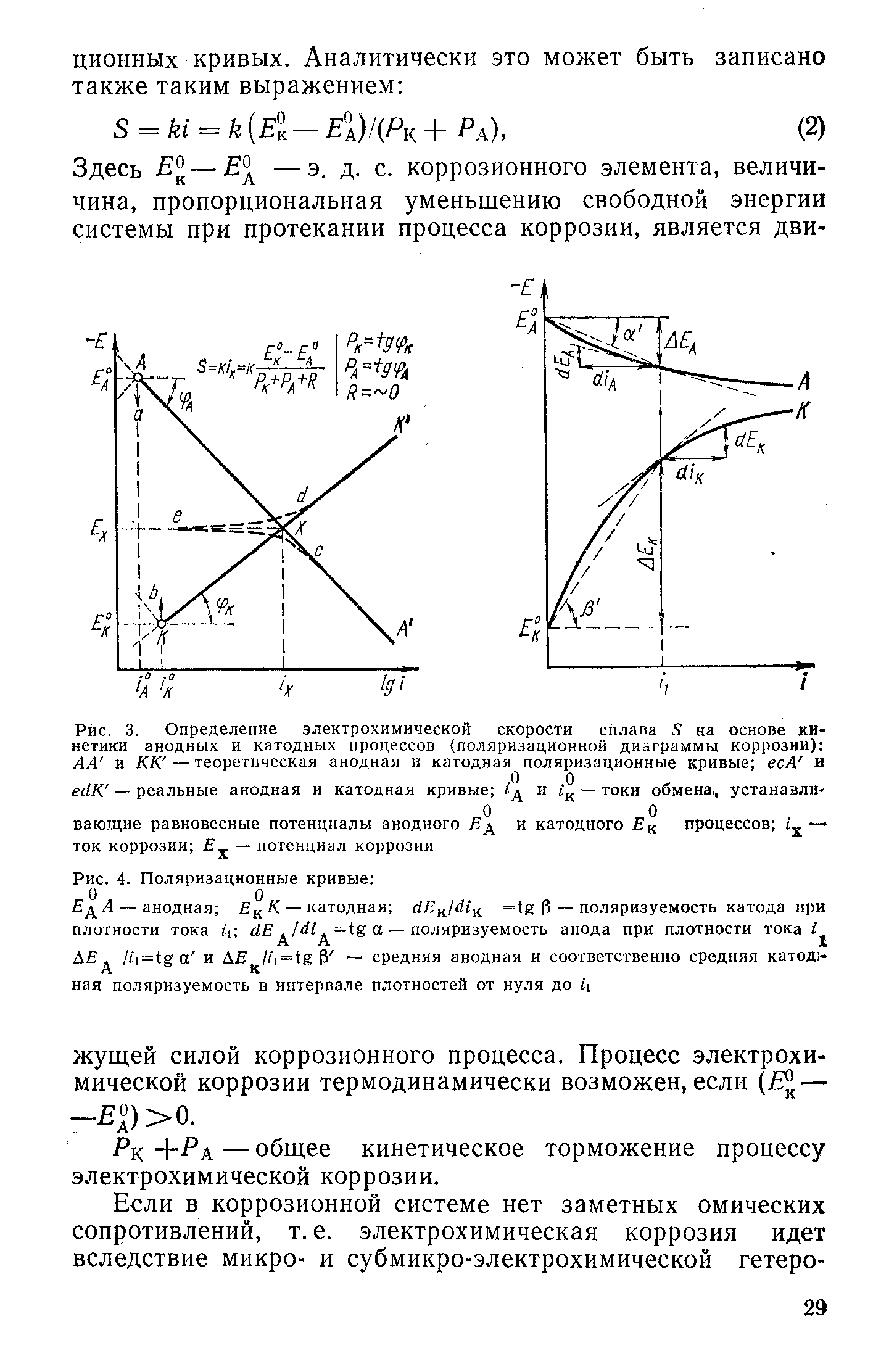 Рис. 3. Определение электрохимической скорости сплава S на основе кинетики анодных и <a href="/info/183814">катодных процессов</a> (<a href="/info/6516">поляризационной диаграммы</a> коррозии) АА и КК — теоретическая анодная и катодная поляризационные кривые есА и
